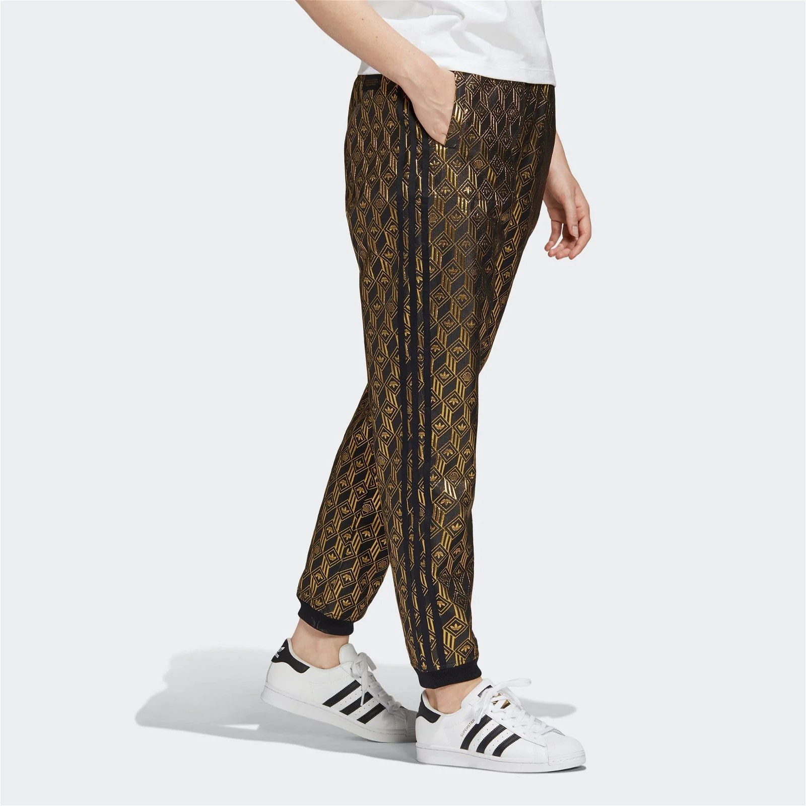 adidas Originals Women's Premium Superstar Track Pants - Black & Gold - Image 3