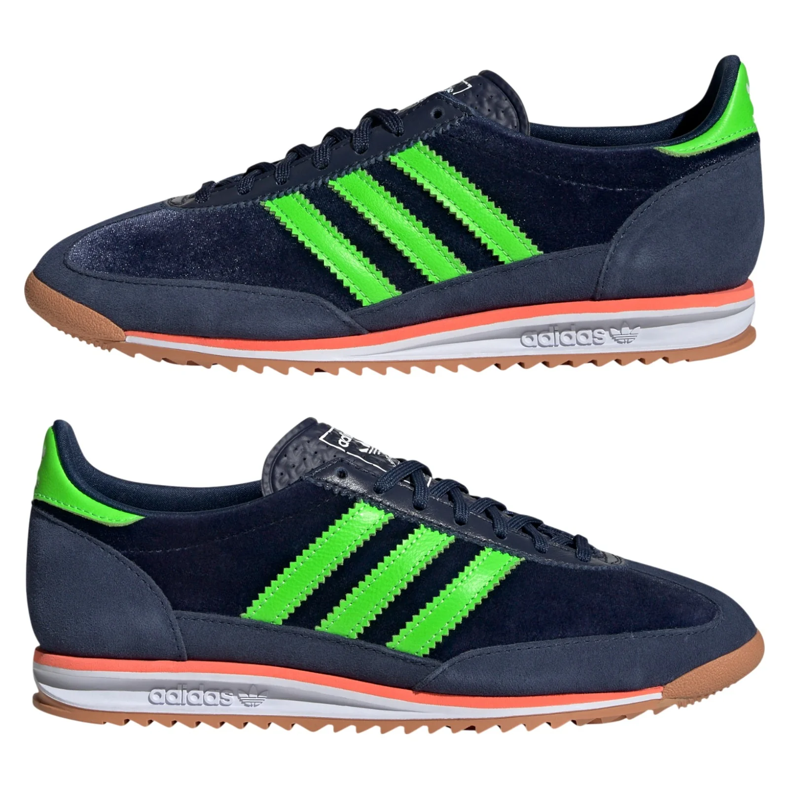 adidas Originals Womens SL 72 OG Shoes - Night Indigo / Solar Green - Image 9
