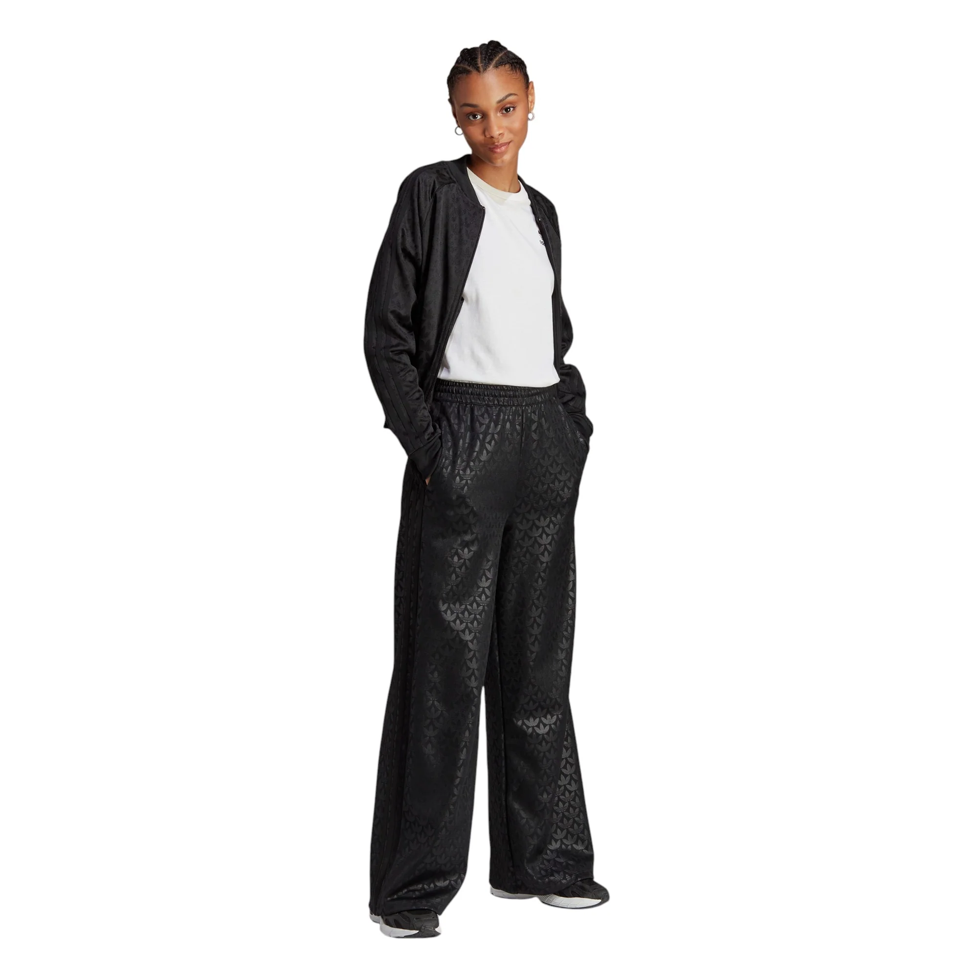adidas Originals Womens SST Superstar Wide Leg Track Pants - Black - Image 4