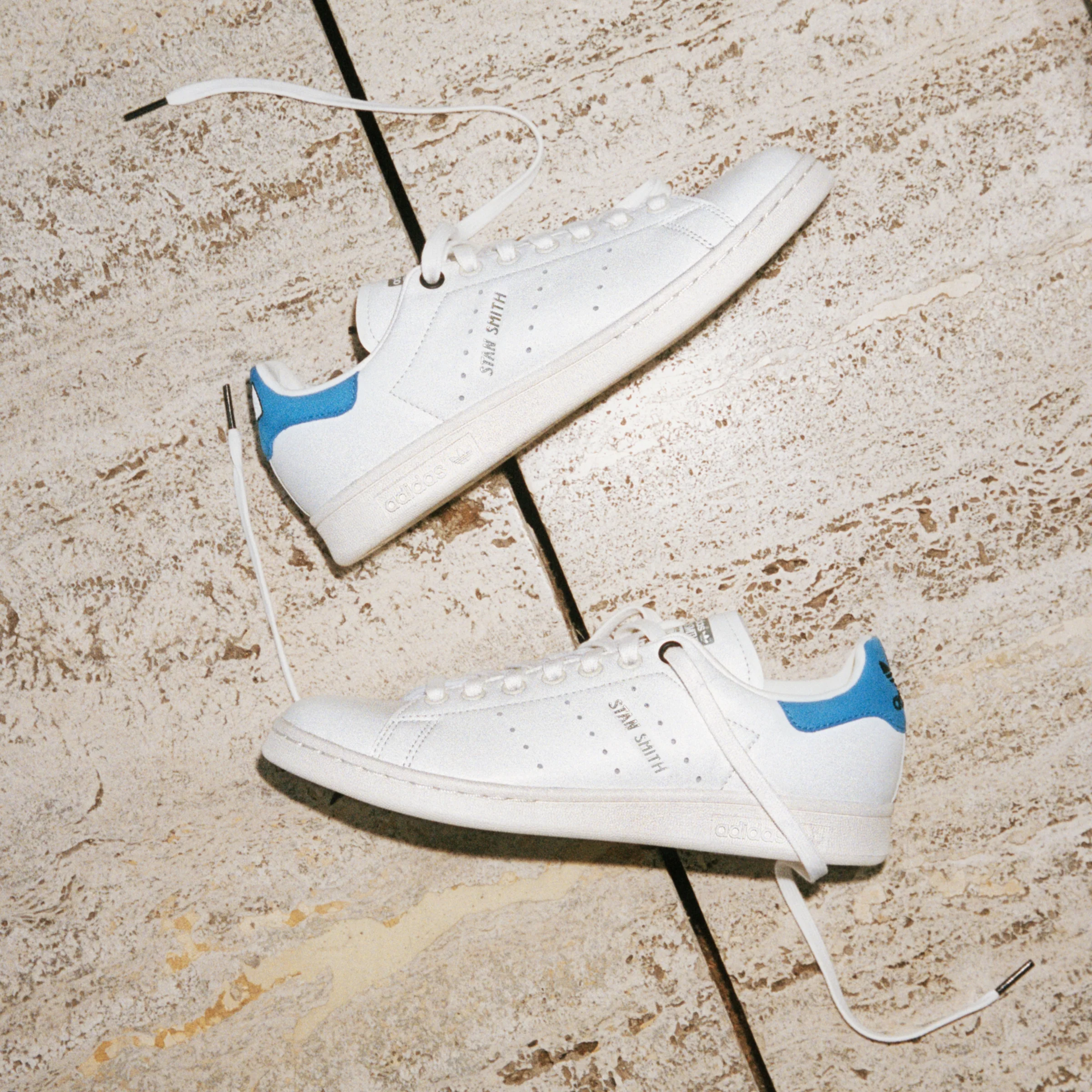 adidas Originals Womens Stan Smith Shoes - Core White / Blue Bird - Image 10