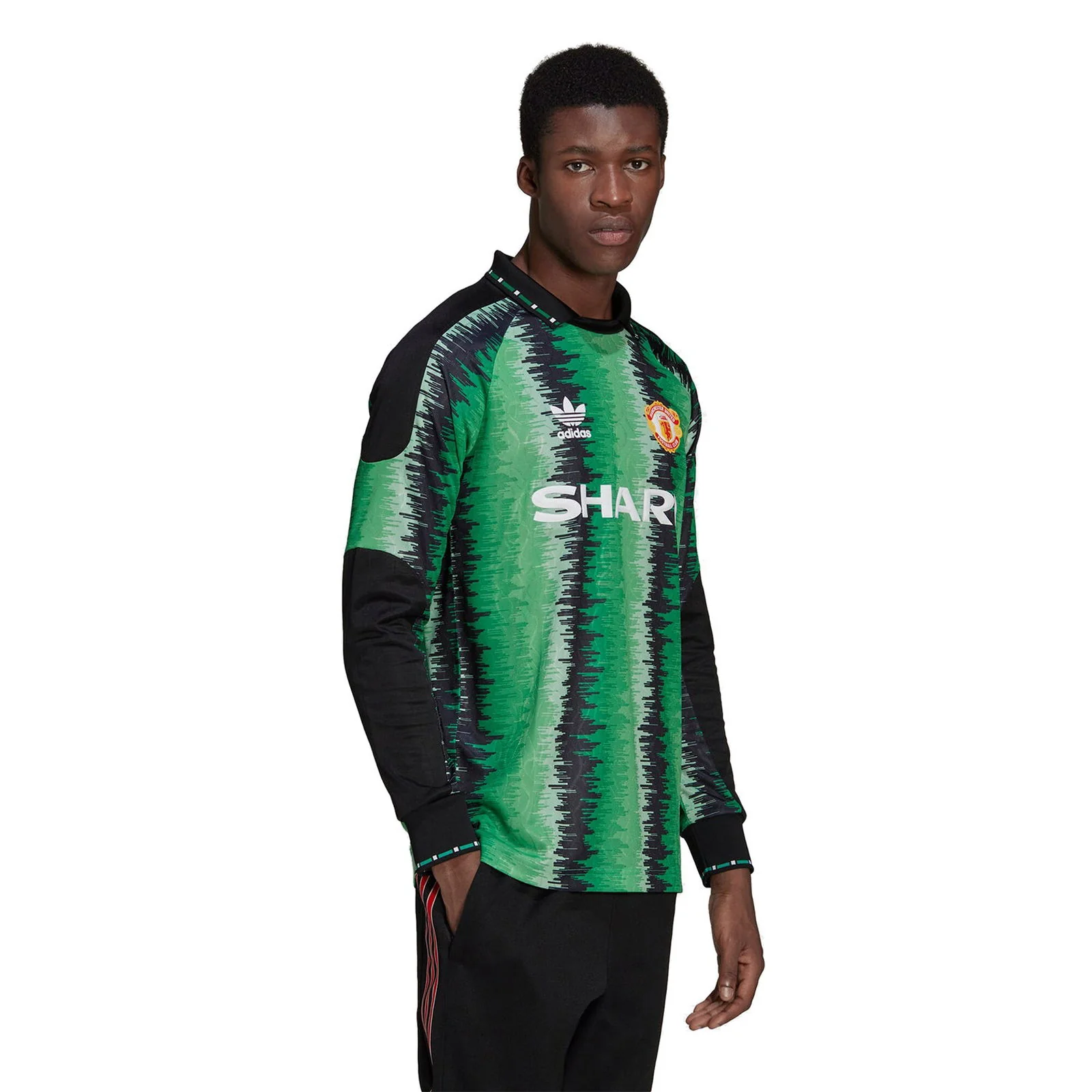 adidas Originals x Manchester United 90s Retro Goalkeeper Jersey - Green Black - Image 6