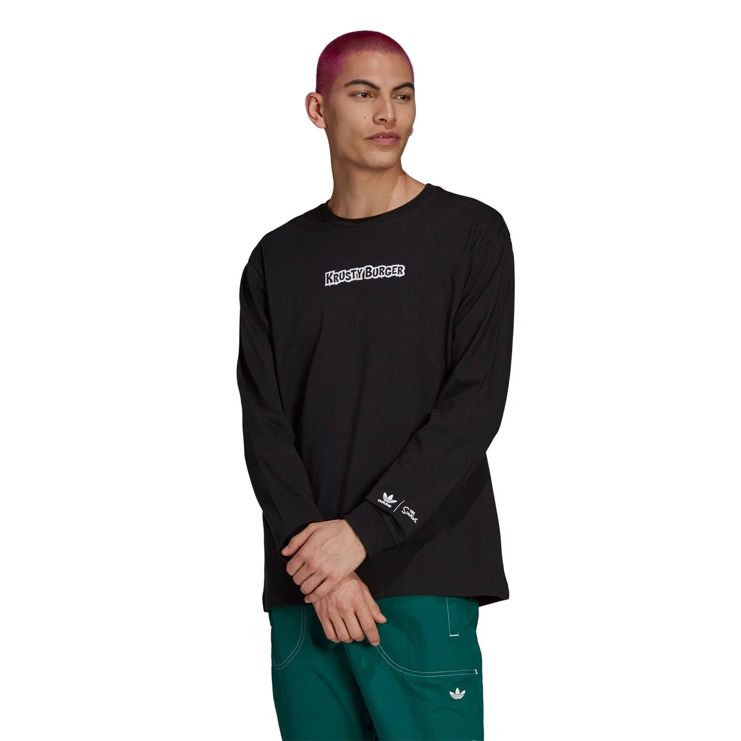 adidas Originals x The Simpsons Krusty Burger Long Sleeve Tee - Black - Image 3