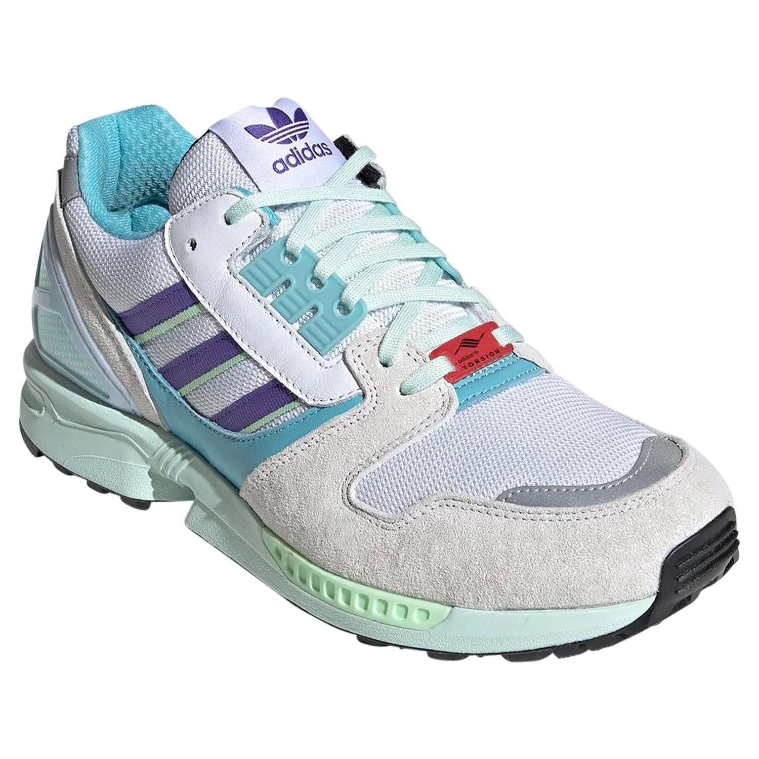 adidas Originals ZX 8000 Trainers - White/Purple/Aqua - Image 2