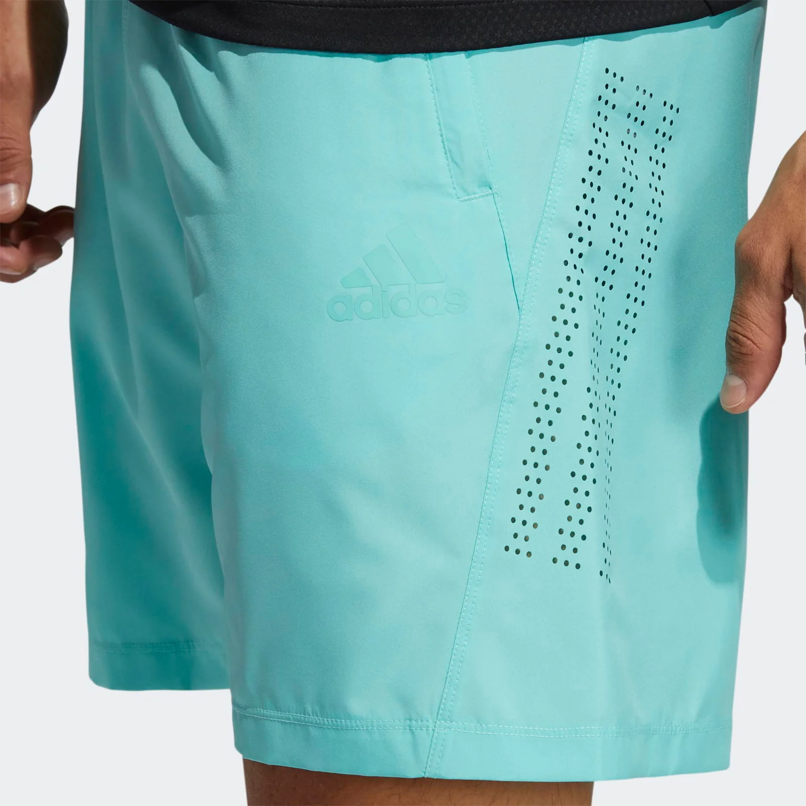 adidas Performance Woven 3-Stripes 8-Inch Shorts - Green - Image 4