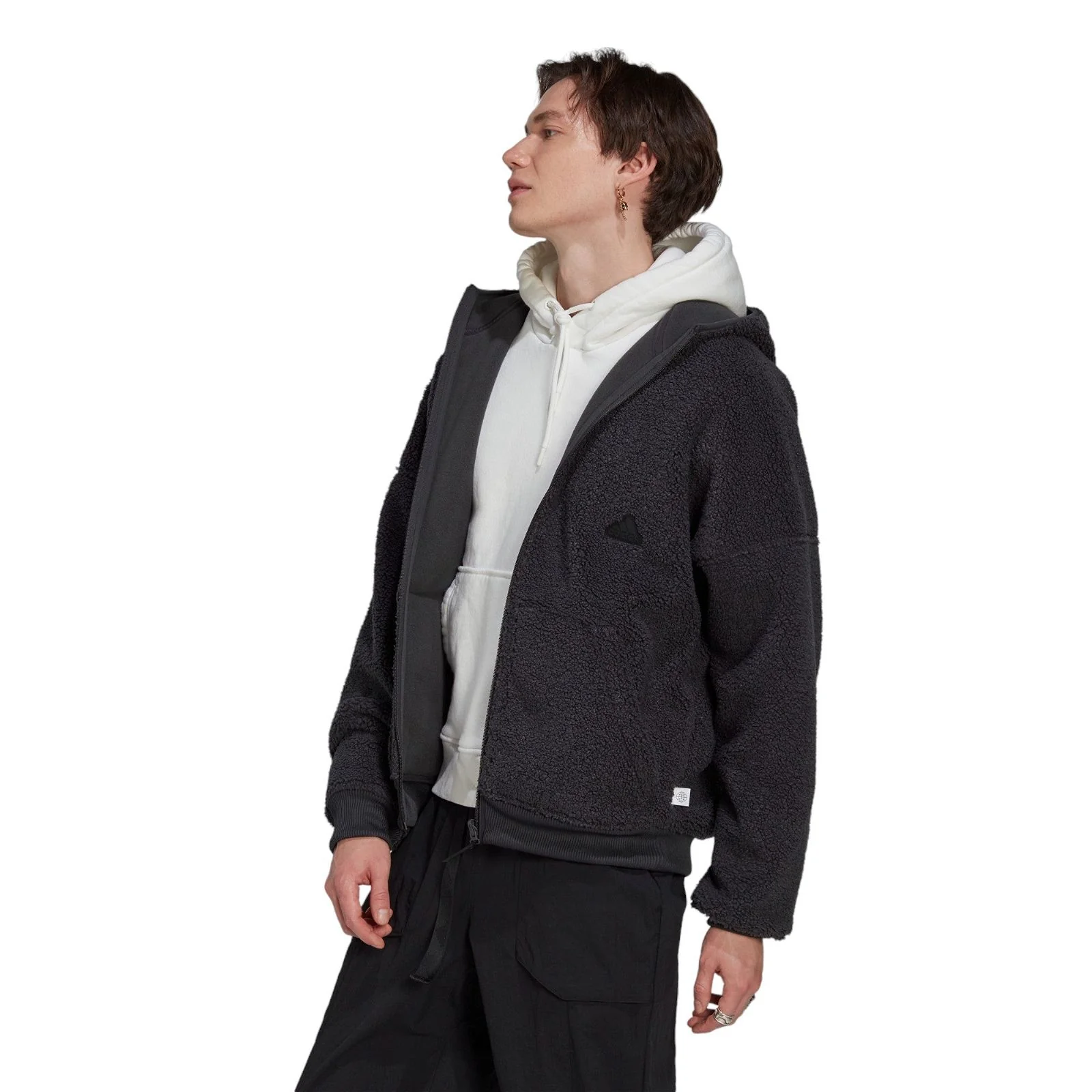 adidas Polar Fleece Full-Zip Sweatshirt - Grey - Image 3