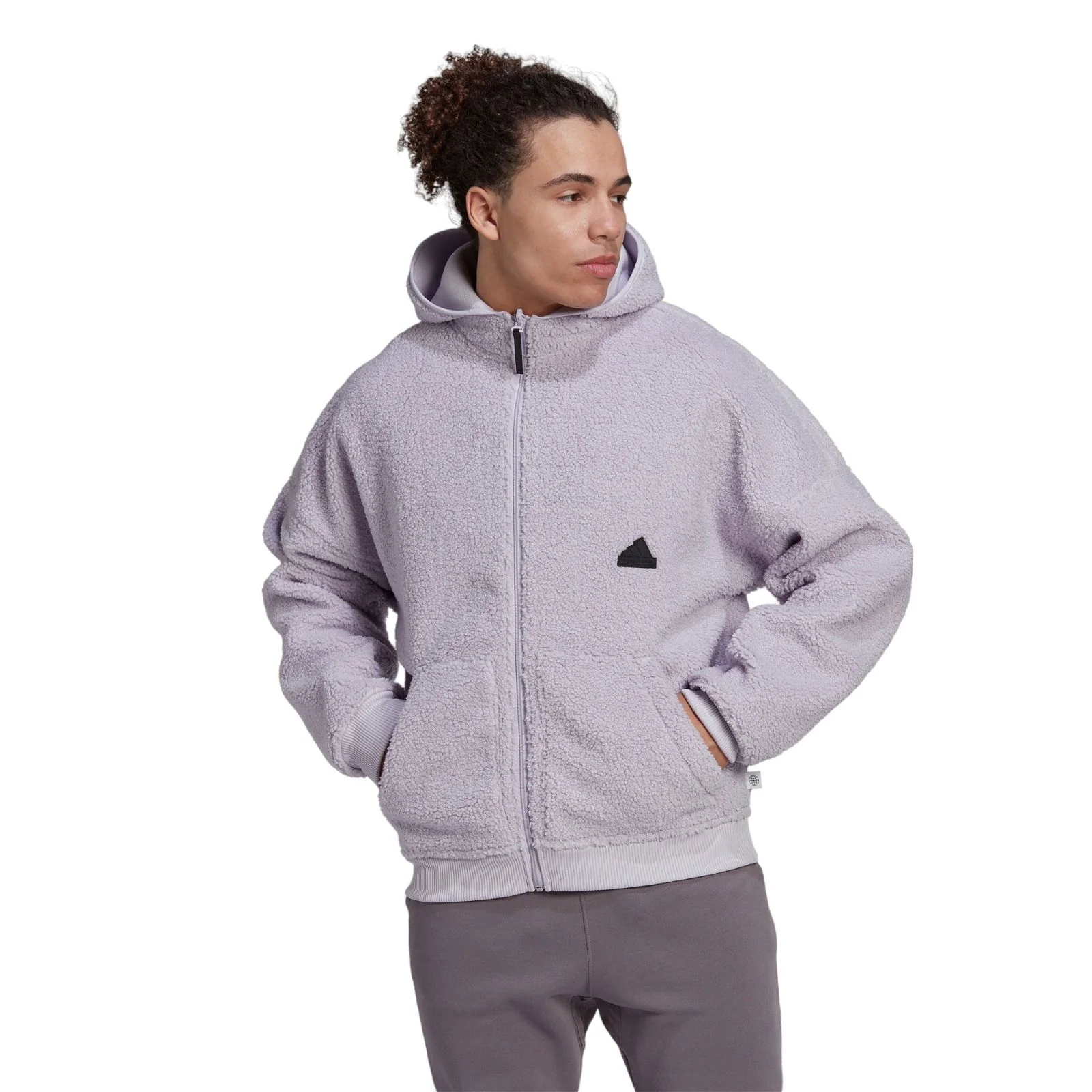 adidas Polar Fleece Full-Zip Sweatshirt Hoodie - Purple - Image 2