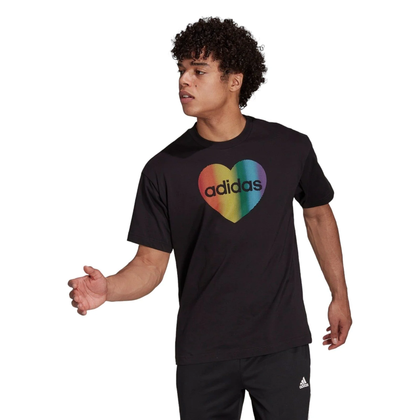 adidas Pride Heart Unisex Graphic Tee - Black - Image 5