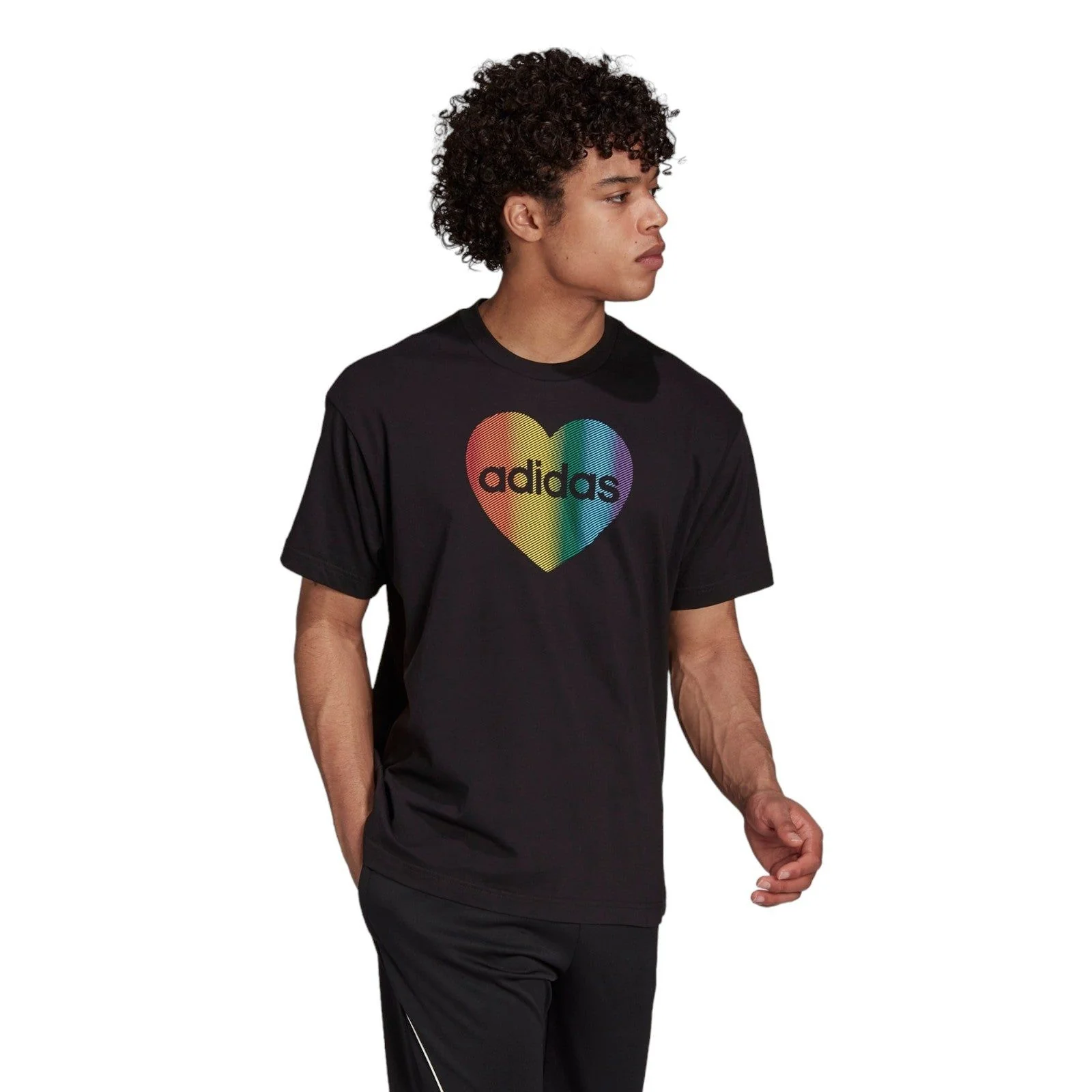 adidas Pride Heart Unisex Graphic Tee - Black - Image 7