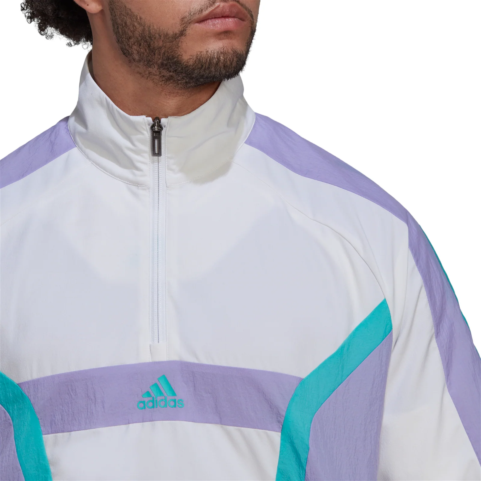 adidas Retro 90s Training Quarter-Zip Track Top - White / Purple - Image 6