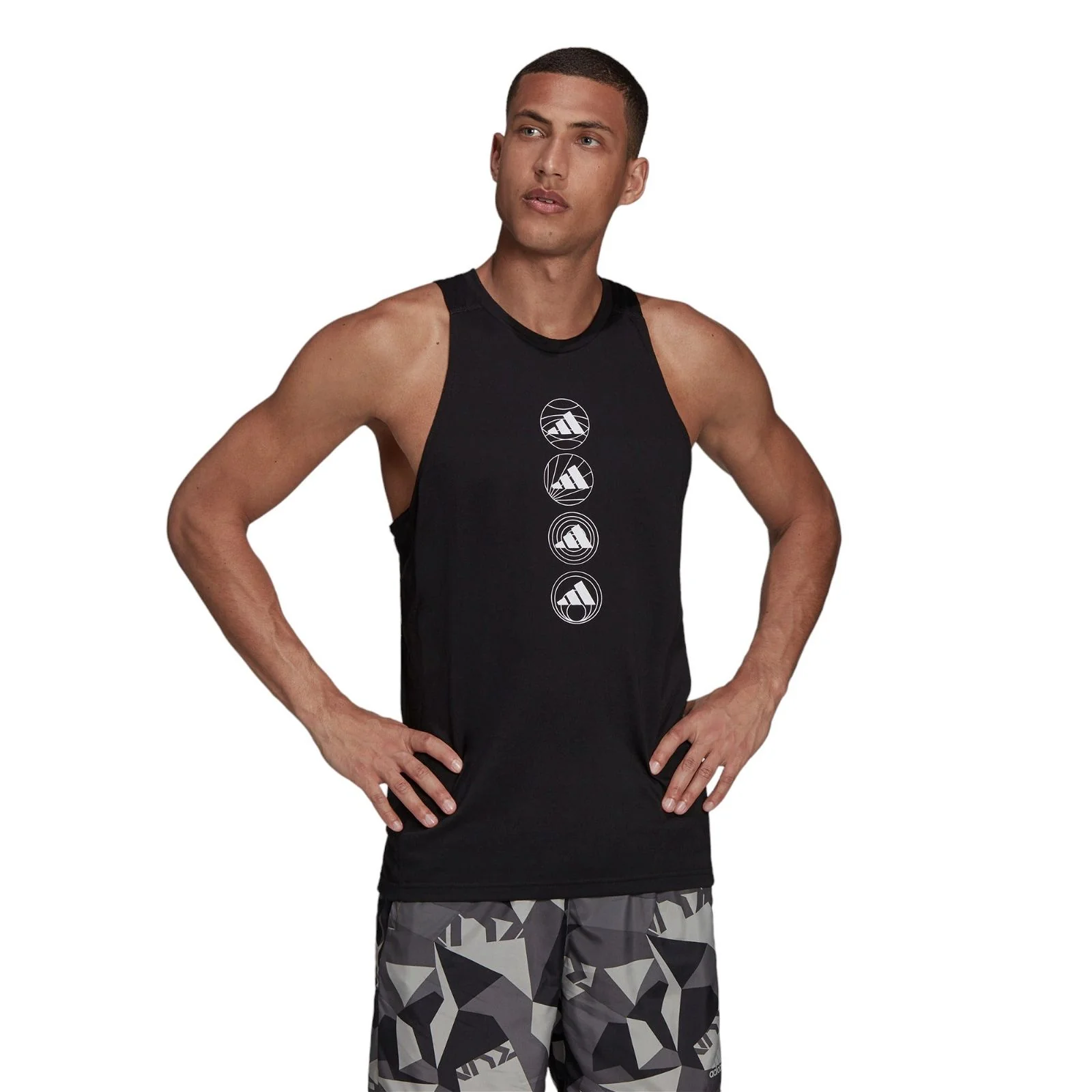 adidas Run Logo Tank Top - Black - Image 2