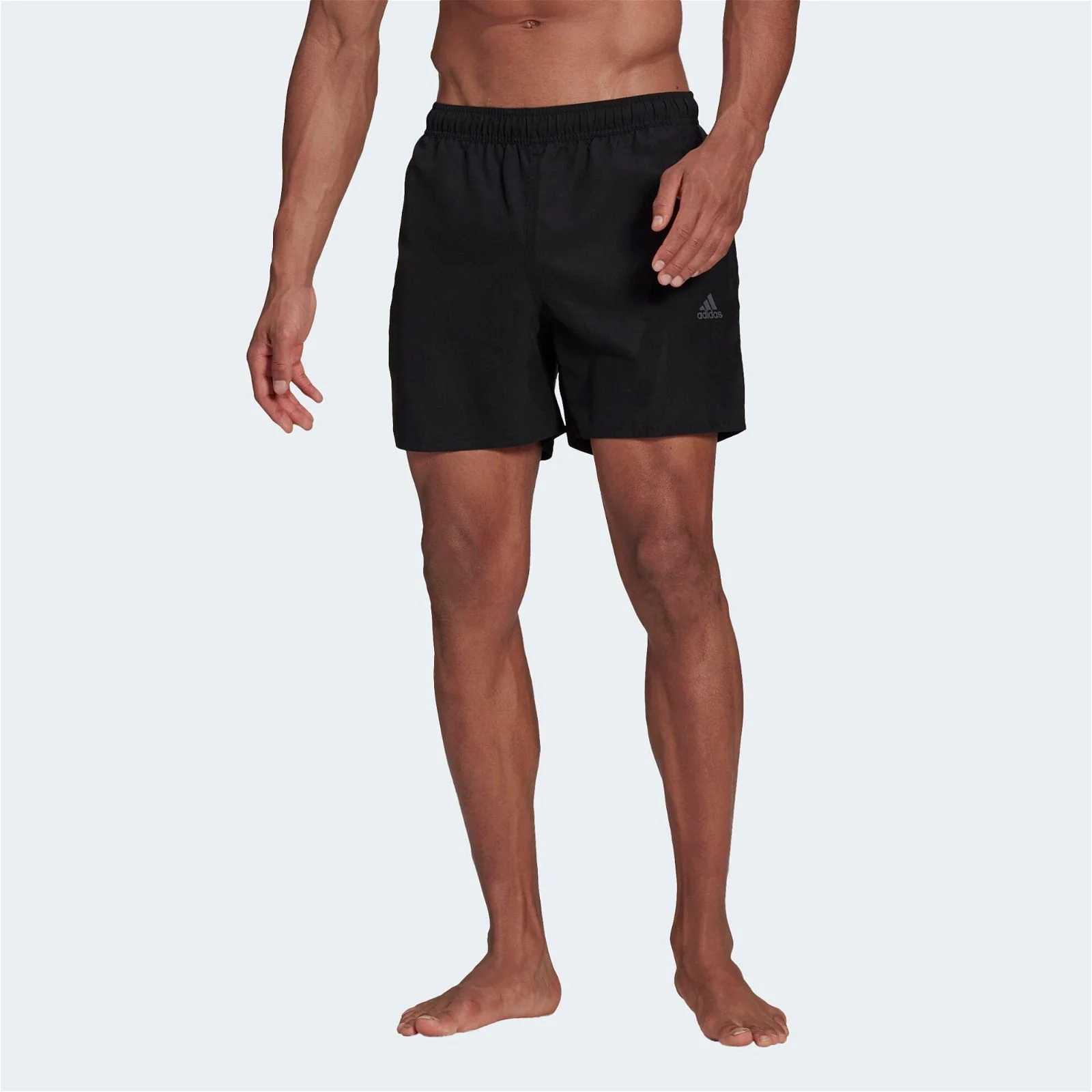adidas Short Length Colorblock 3 Stripes Swim Shorts - Black / Grey Six - Image 3