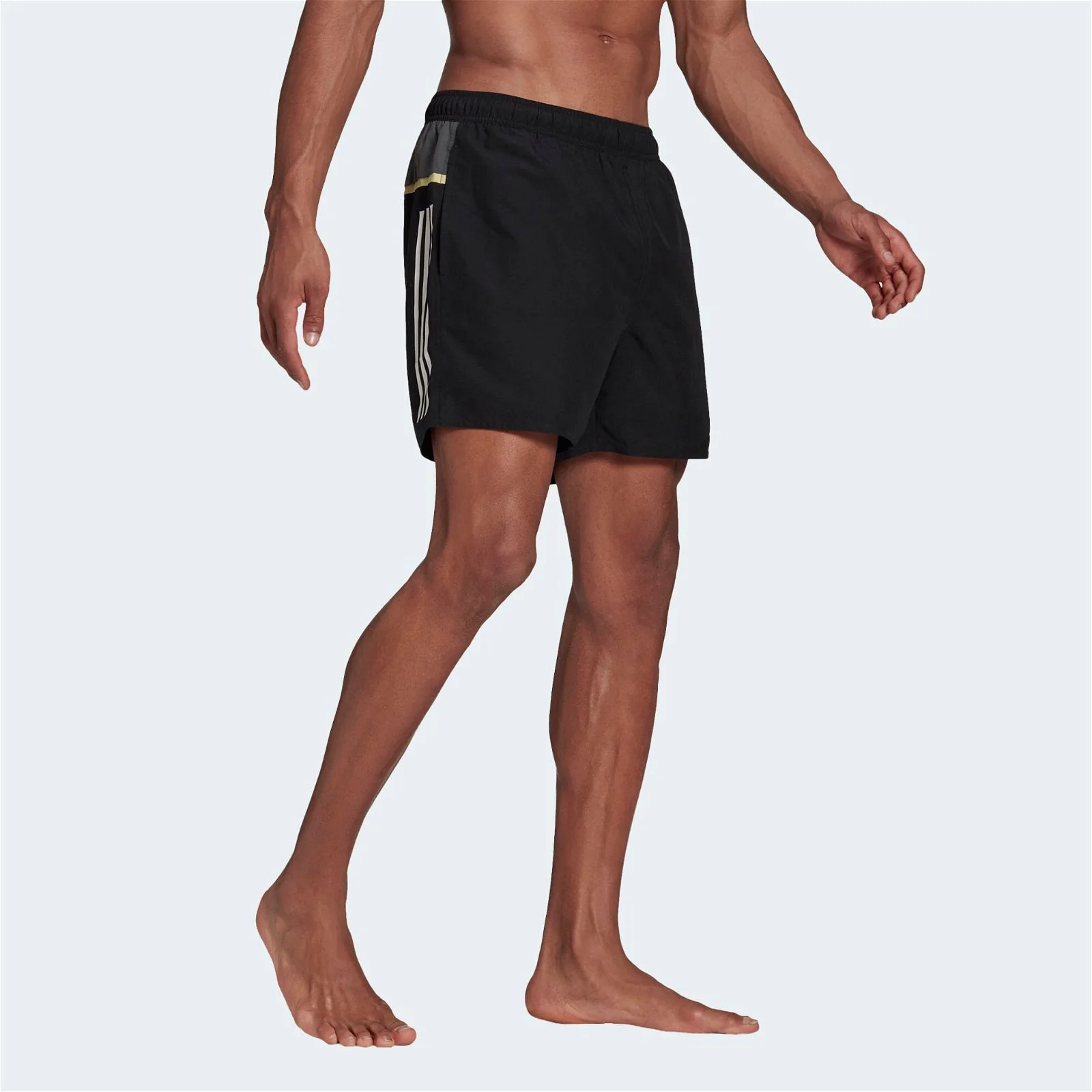adidas Short Length Colorblock 3 Stripes Swim Shorts - Black / Grey Six - Image 4