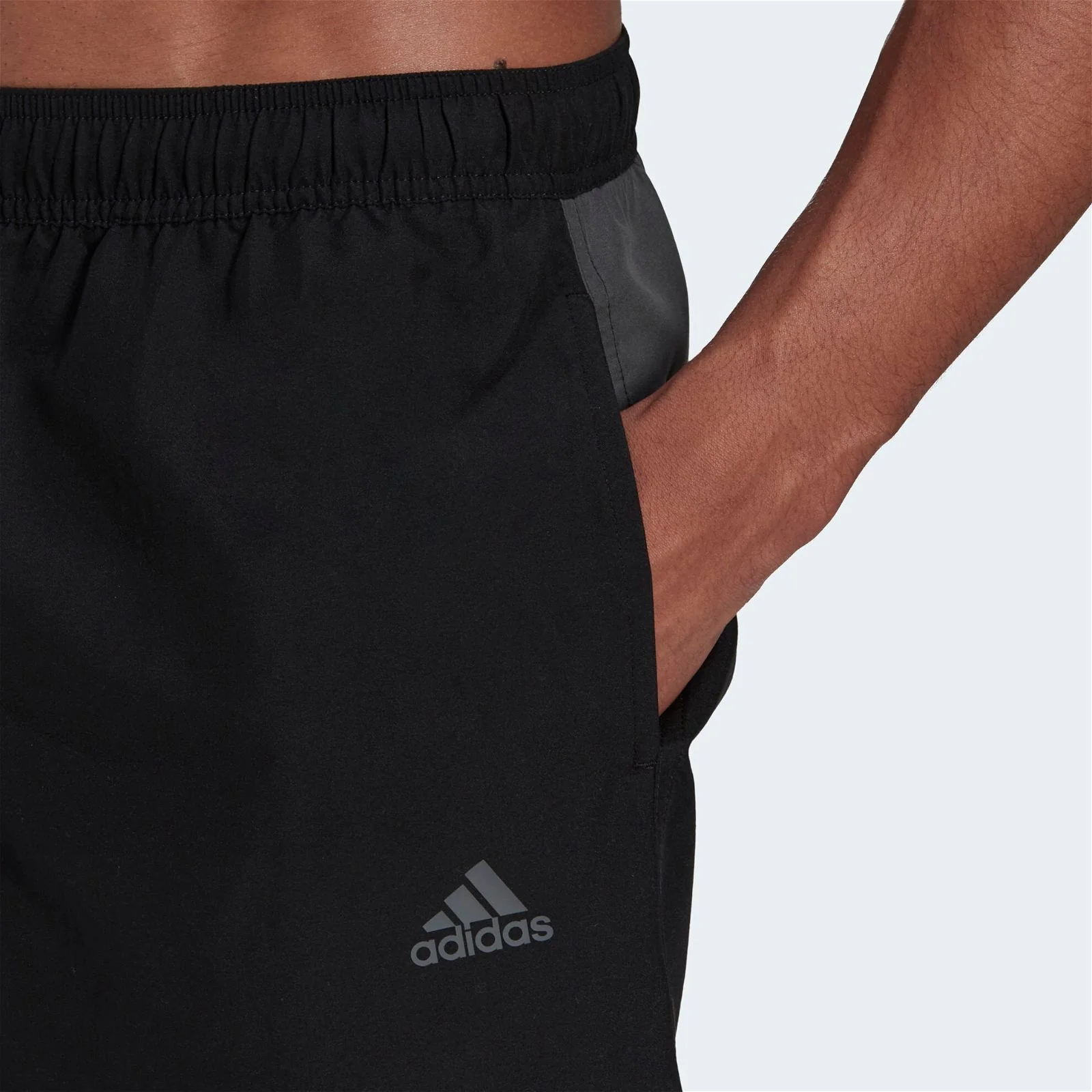 adidas Short Length Colorblock 3 Stripes Swim Shorts - Black / Grey Six - Image 5