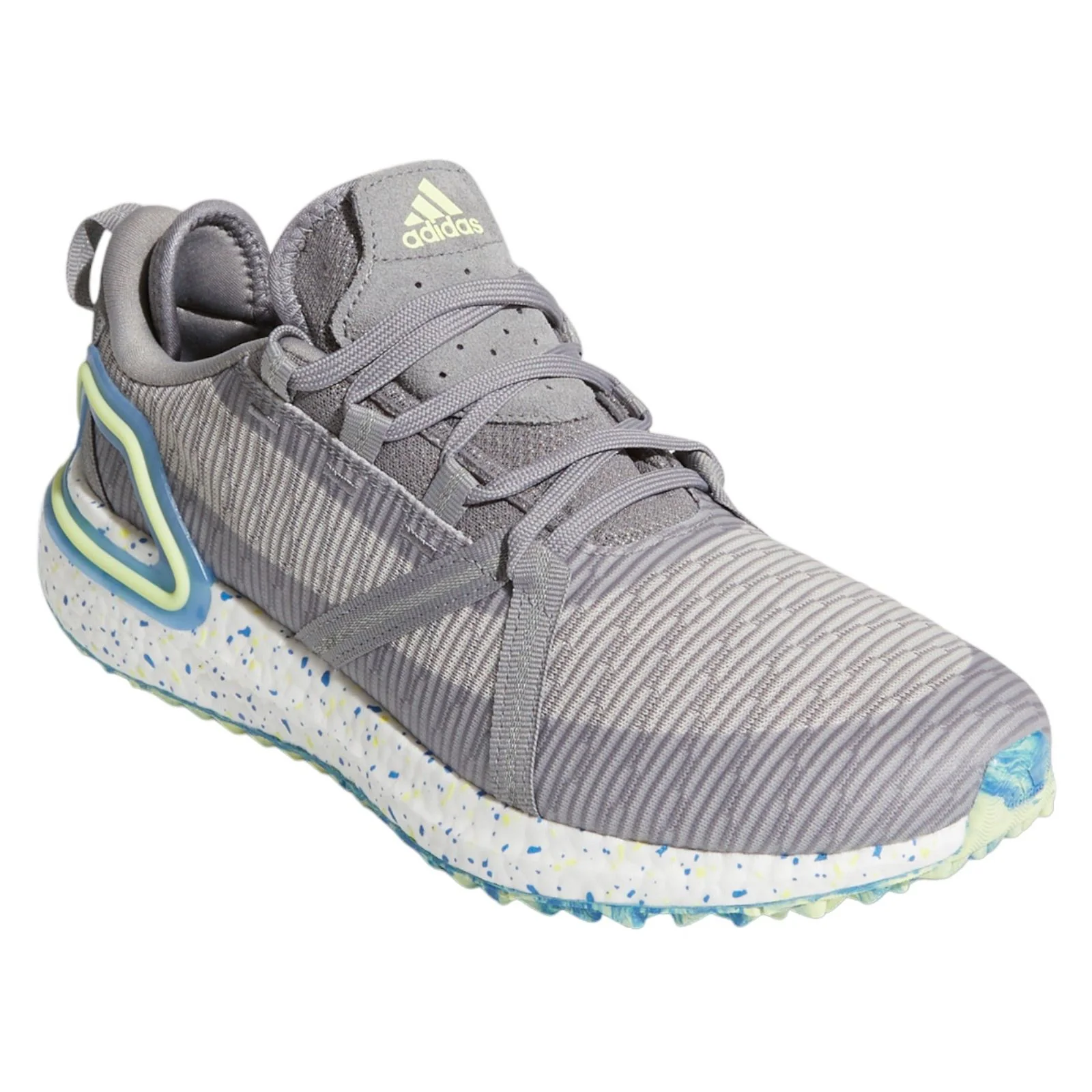 adidas Solarthon Primegreen Spikeless Golf Shoes - Grey Three / Pulse Yellow - Image 2