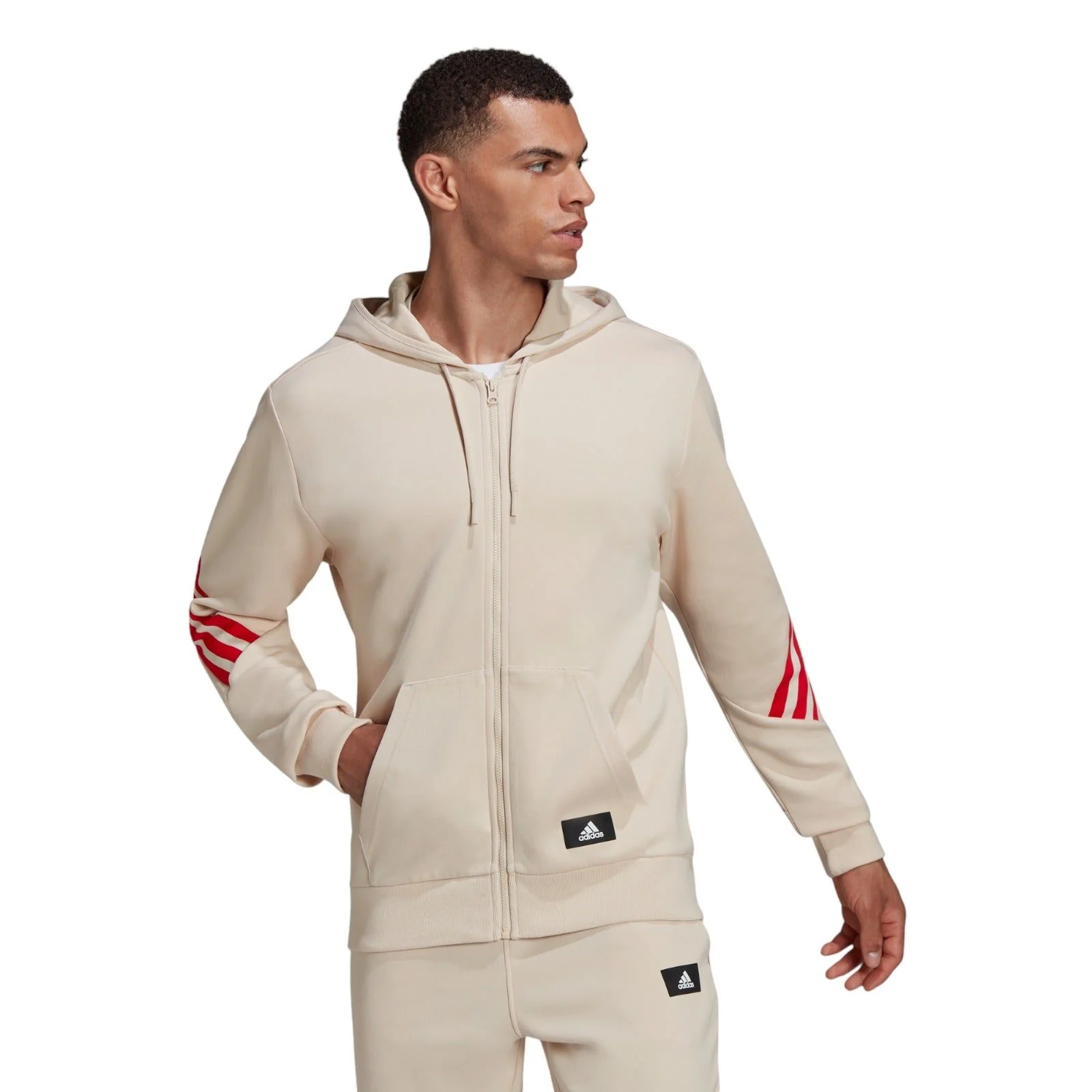 adidas Sportswear Future Icons 3-Stripes Full-Zip Hoodie - Beige - Image 2
