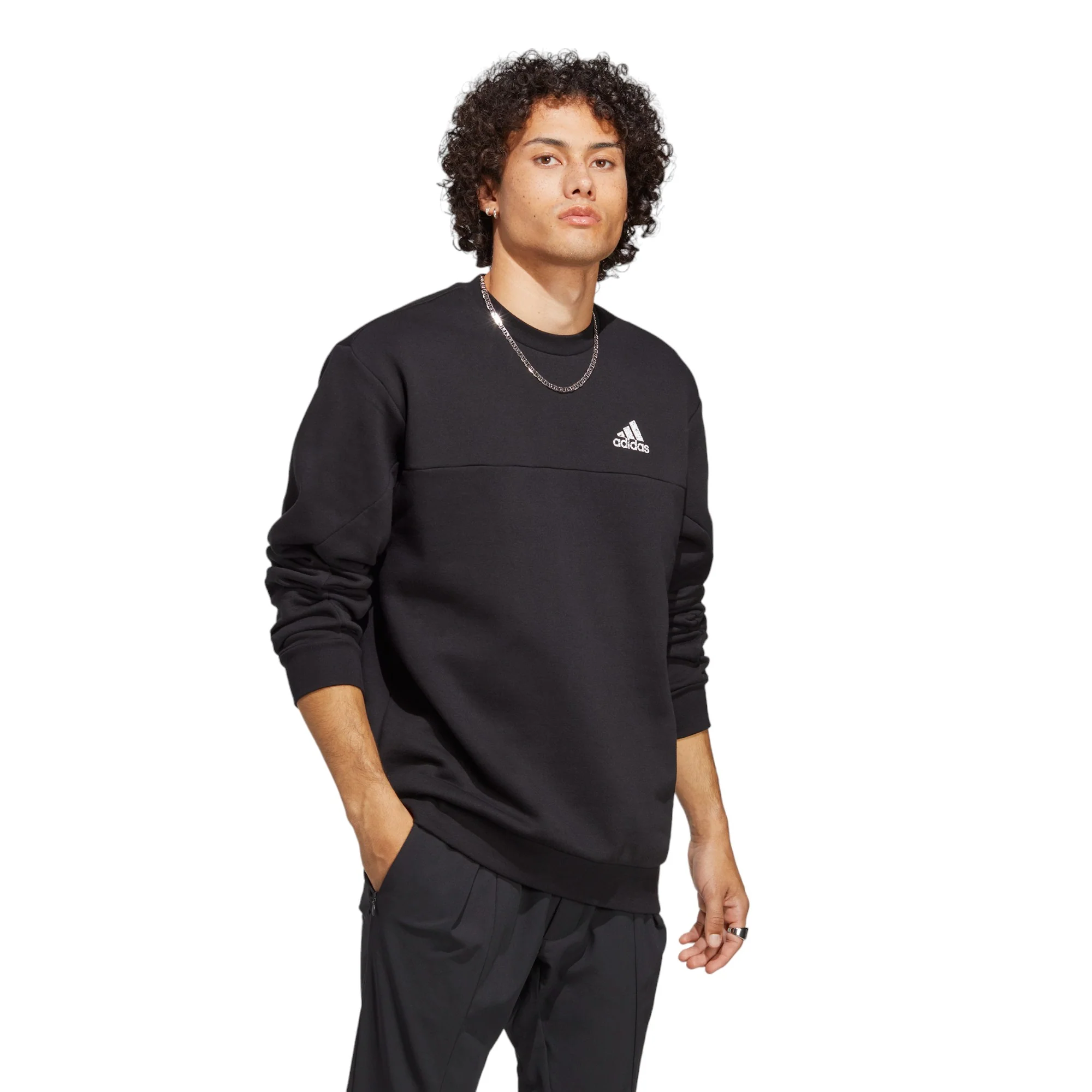 adidas Stadium Fleece Badge of Sport Sweatshirt - Black - Image 4
