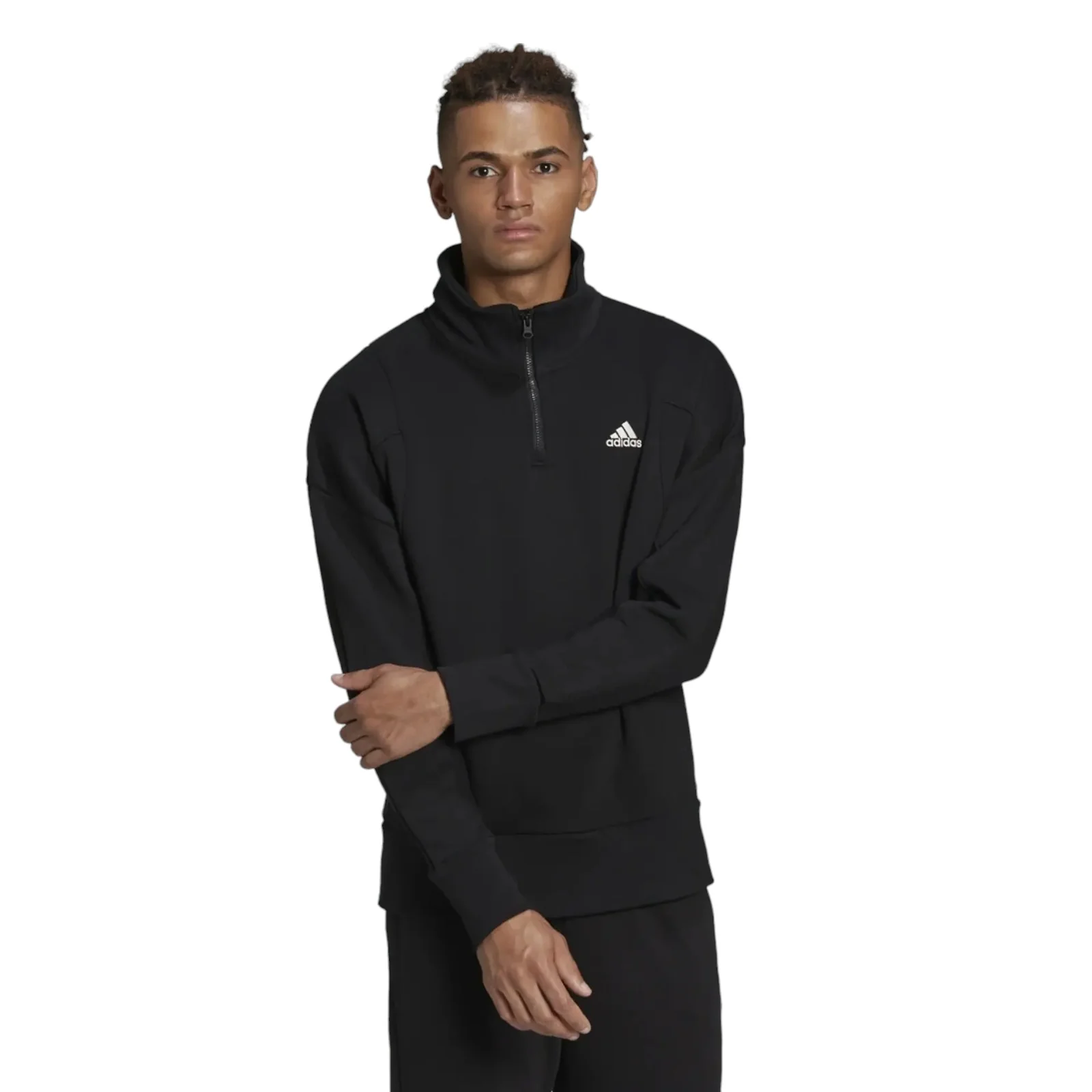 adidas Studio Lounge Fleece Half-Zip Sweatshirt - Black - Image 2