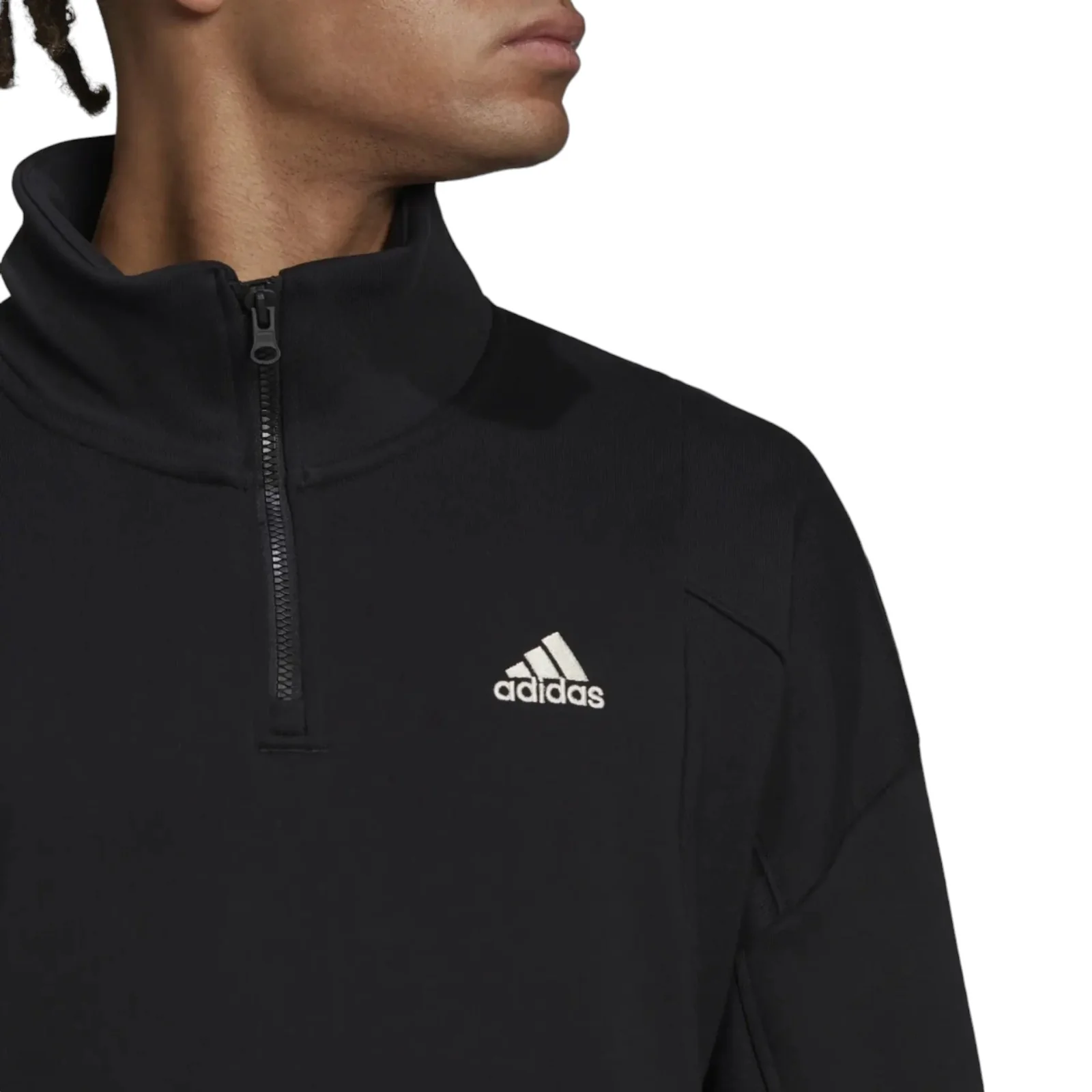 adidas Studio Lounge Fleece Half-Zip Sweatshirt - Black - Image 4