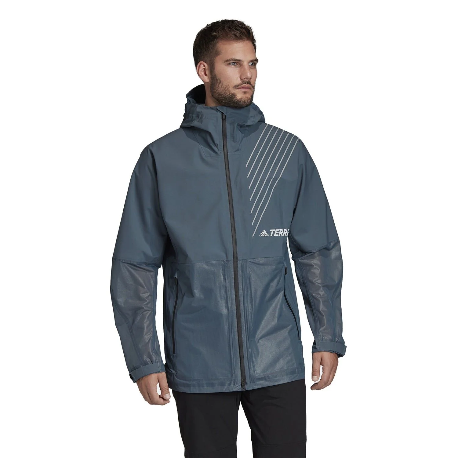adidas Terrex 3-Layer Zupahike Rain Jacket - Blue - Image 3