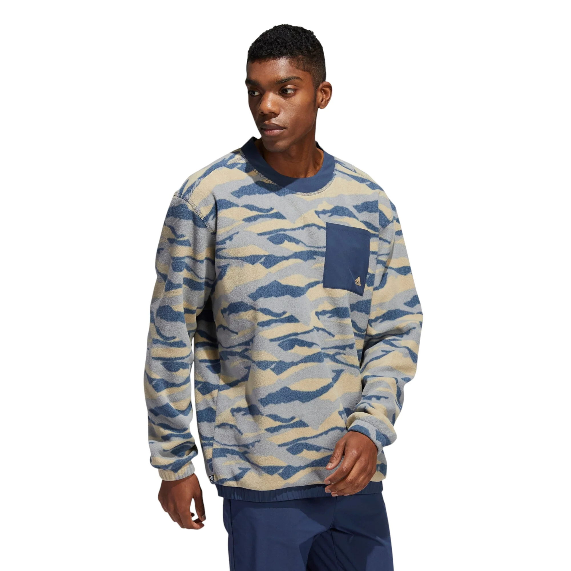 adidas Texture-Print Crew Golf Sweatshirt - Beige - Image 2