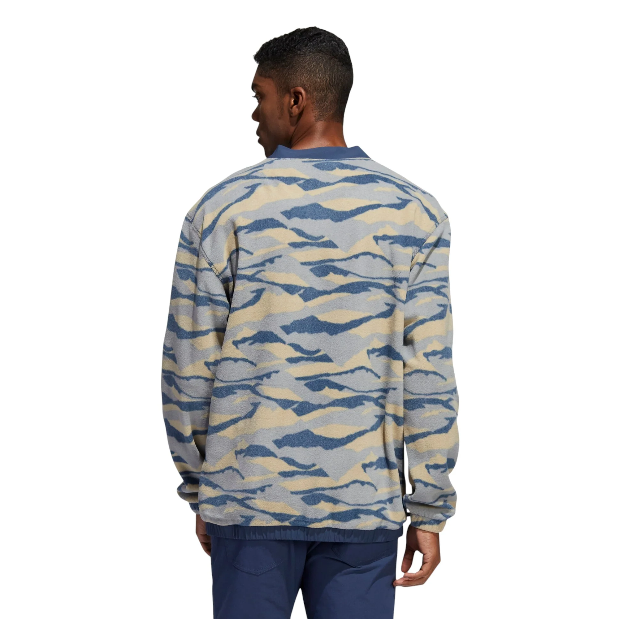 adidas Texture-Print Crew Golf Sweatshirt - Beige - Image 3