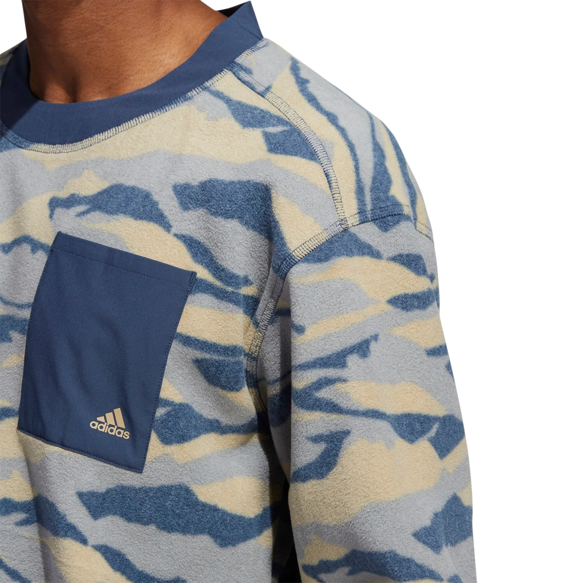 adidas Texture-Print Crew Golf Sweatshirt - Beige - Image 4