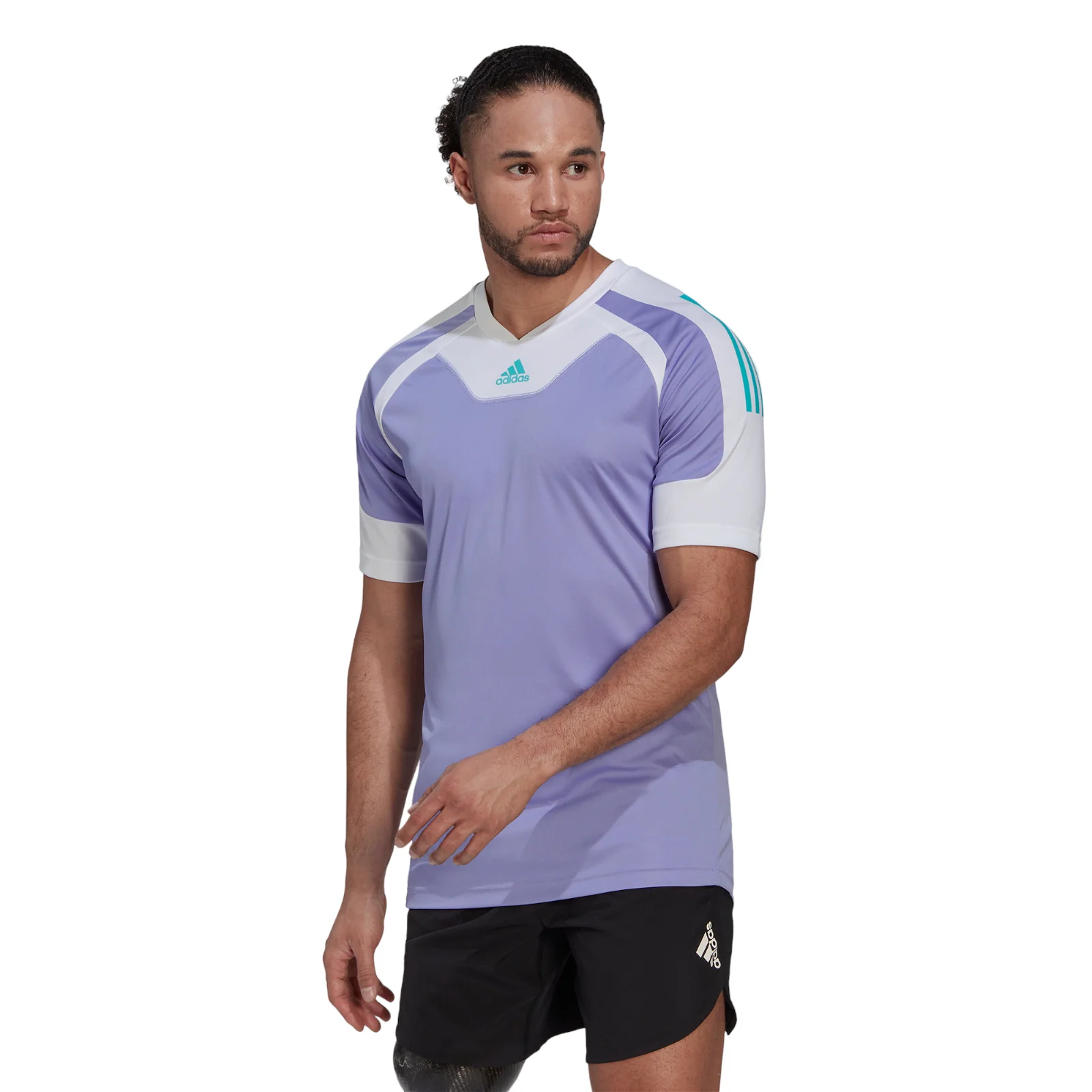 adidas Training Colour Block 80s Panelled Jersey - Purple - Image 2