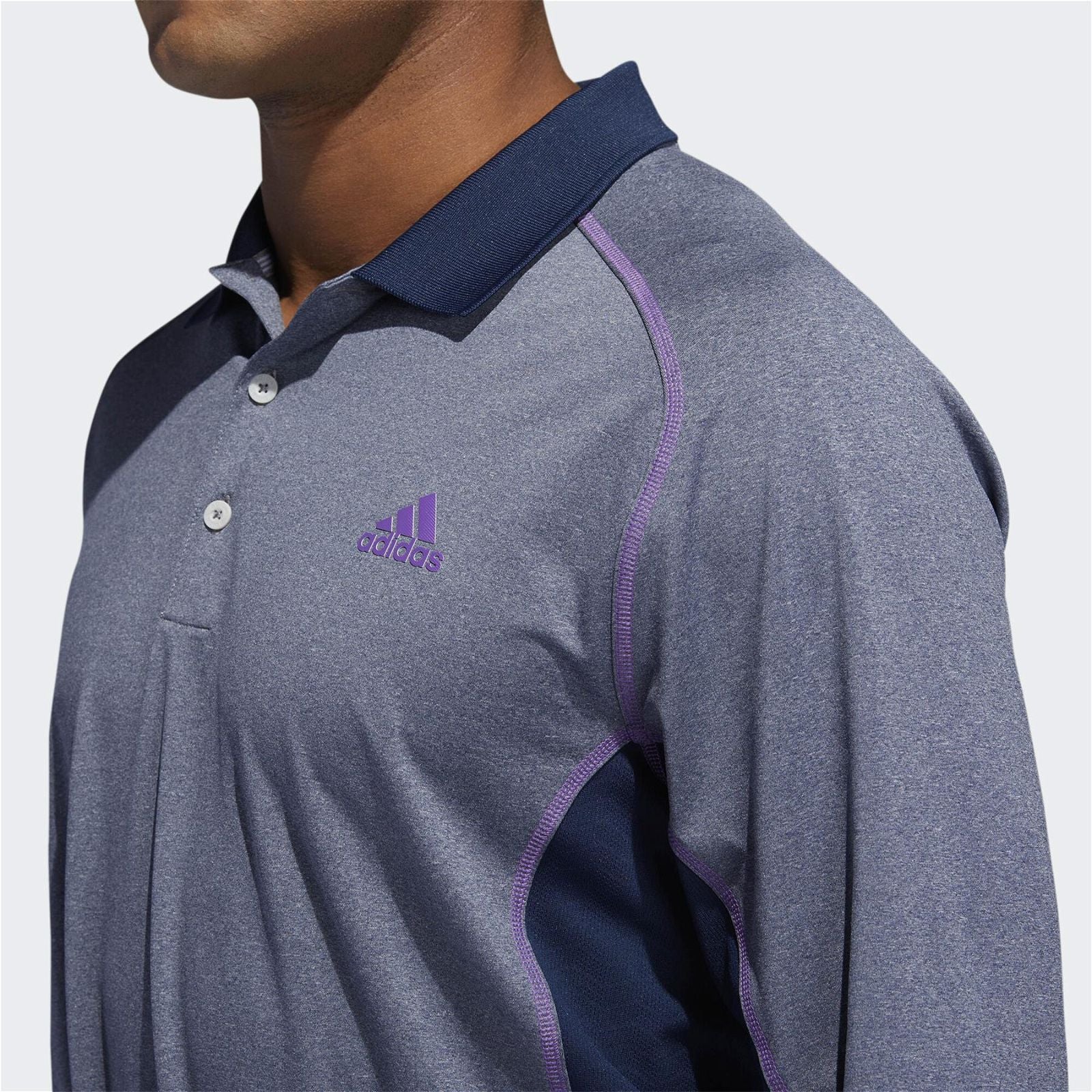 adidas Ultimate Climacool Solid Long Sleeved Polo Shirt - Navy - Image 3