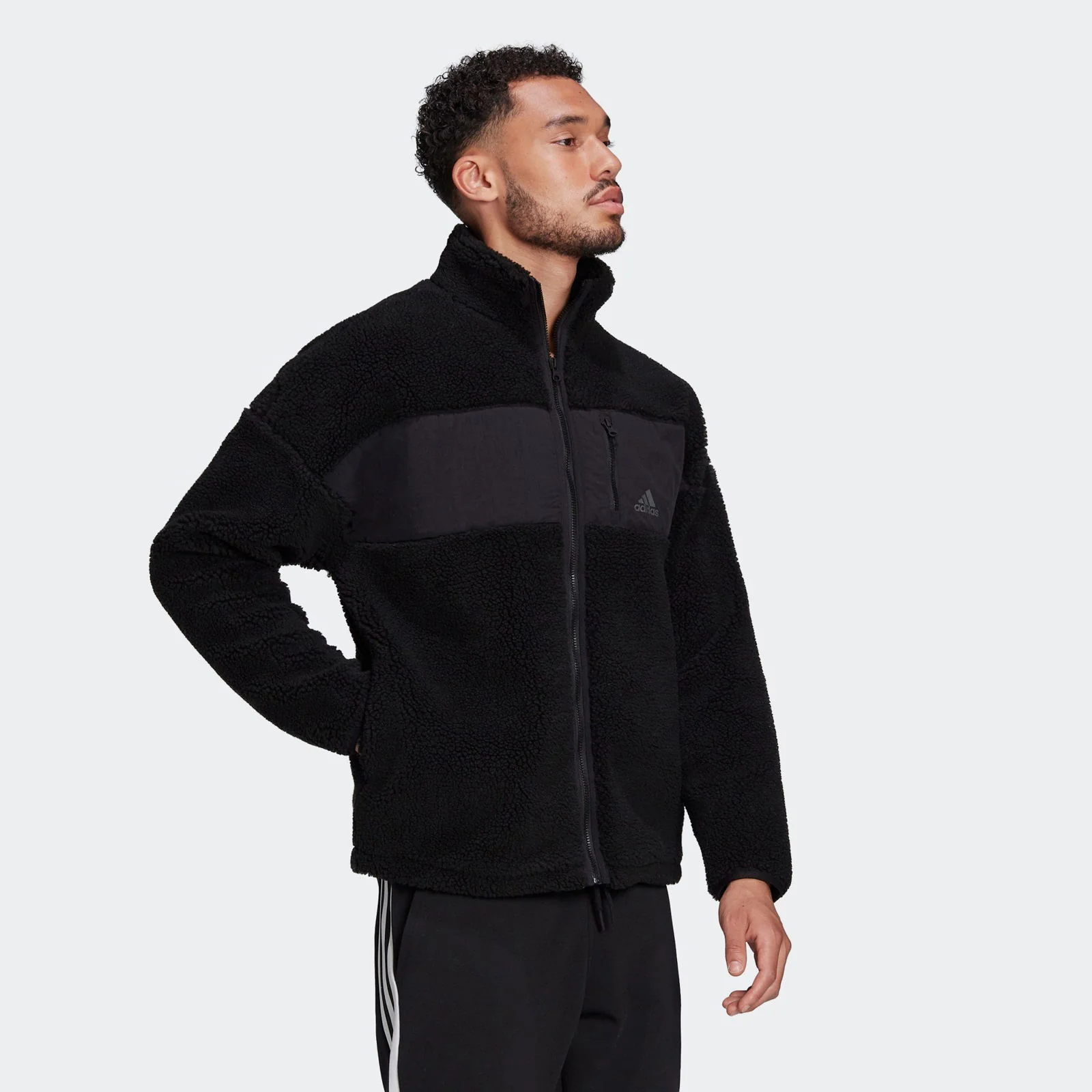 adidas Winter Sherpa Polar Fleece Jacket - Black - Image 6