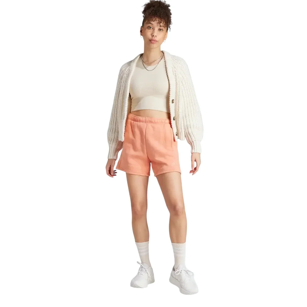 adidas Womens ALL SZN Fleece Washed Shorts - Peach - Image 3