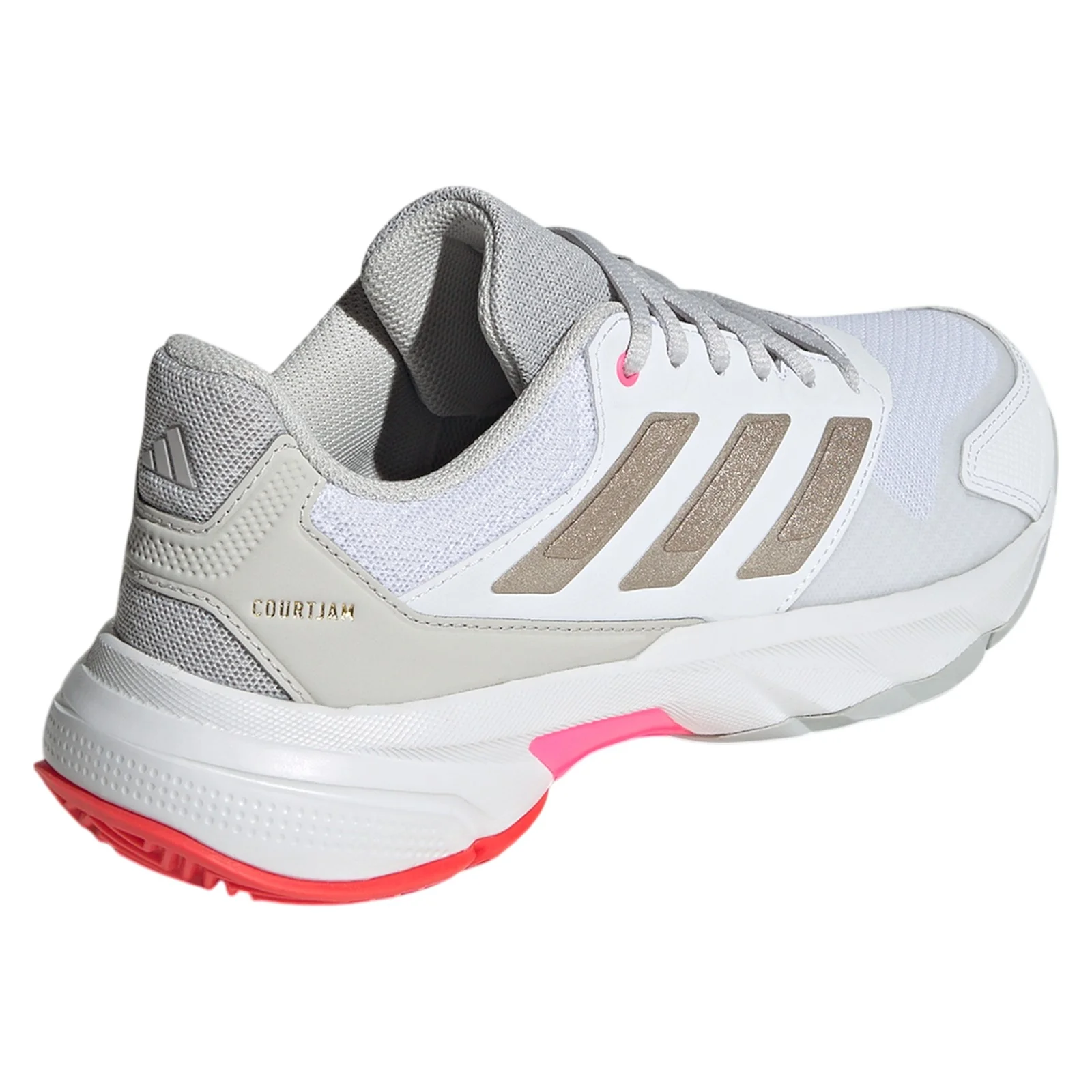 adidas Womens Courtjam Control 3 Tennis Shoes - Cloud White / Iron Metalic - Image 3