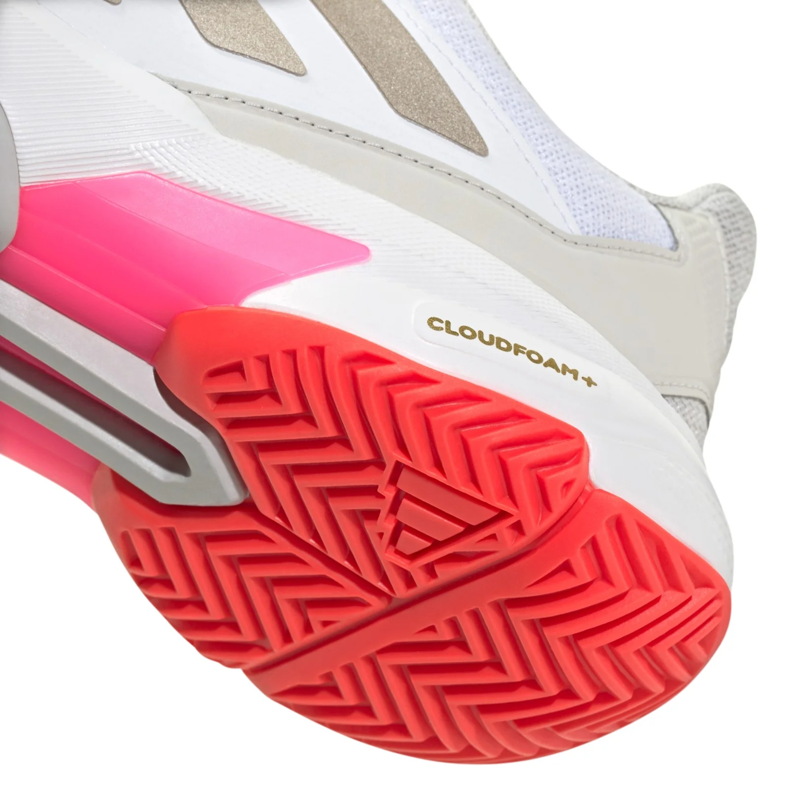 adidas Womens Courtjam Control 3 Tennis Shoes - Cloud White / Iron Metalic - Image 4