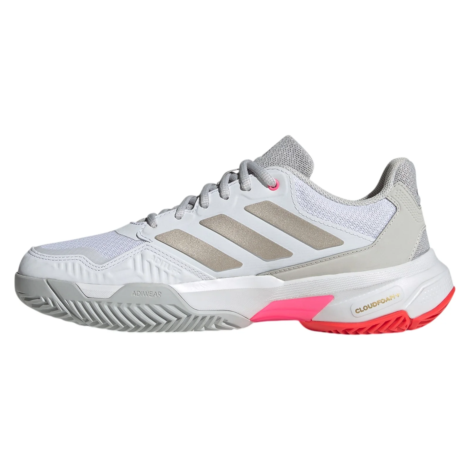 adidas Womens Courtjam Control 3 Tennis Shoes - Cloud White / Iron Metalic - Image 8