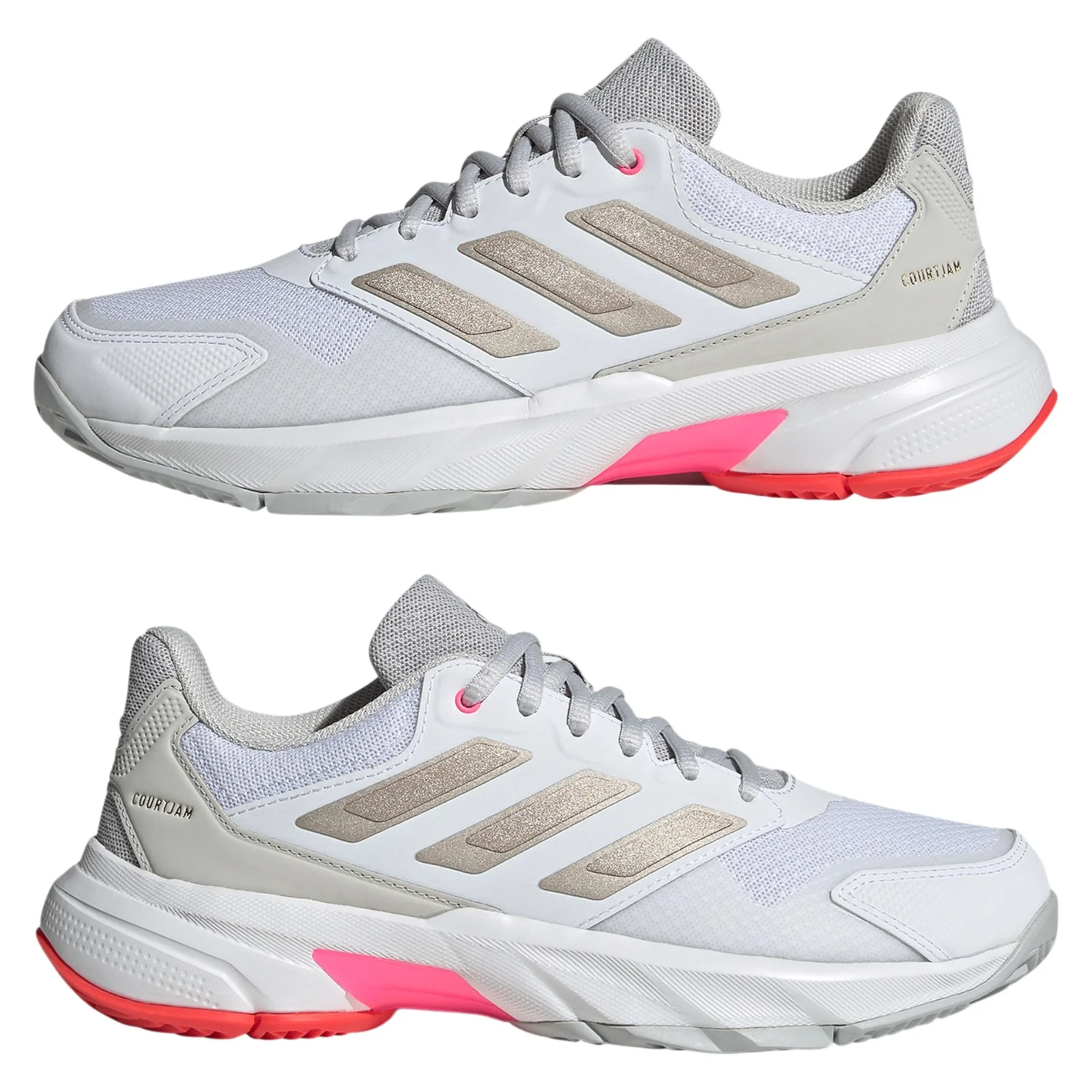 adidas Womens Courtjam Control 3 Tennis Shoes - Cloud White / Iron Metalic - Image 9