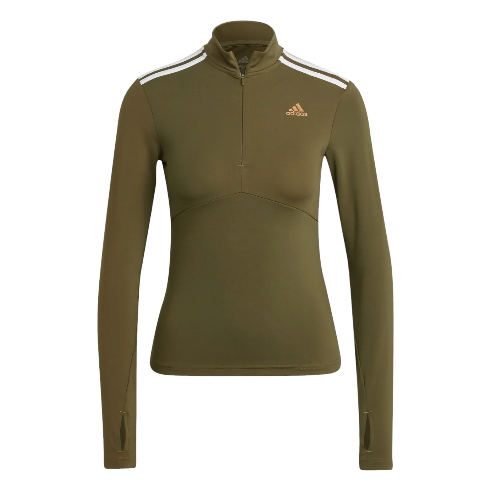adidas Womens Hyperglam Quarter-Zip Tee - Green - Image 7