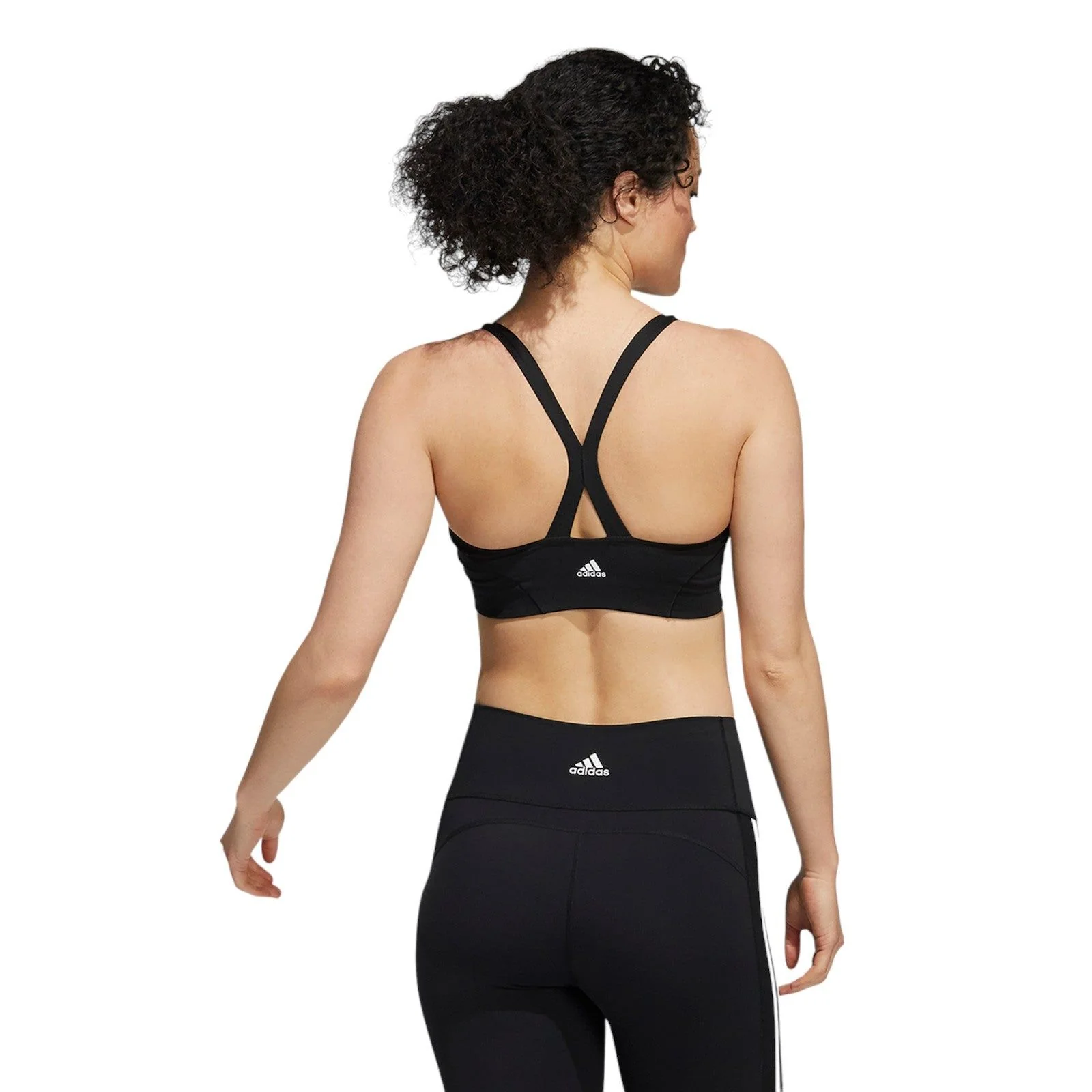 adidas Womens Light-Support Yoga Bra - Black - Image 4
