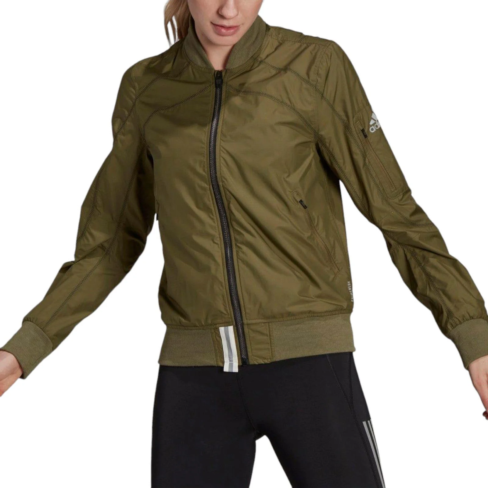adidas Women's Primeblue Marathon Running Jacket - Green - Image 5