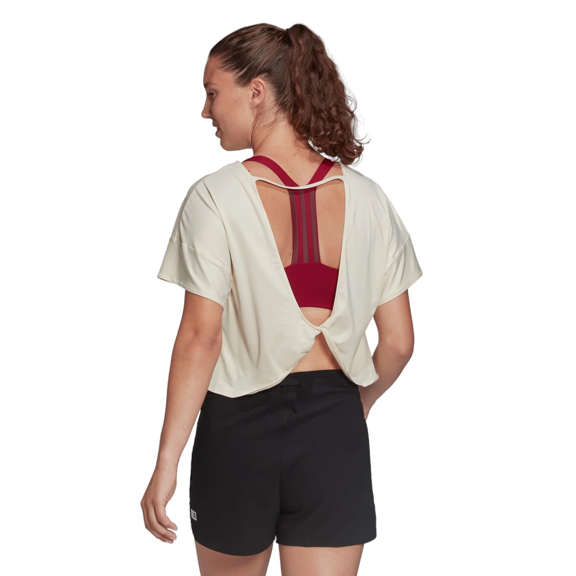 adidas Womens Studio Backless Tee - Beige - Image 2