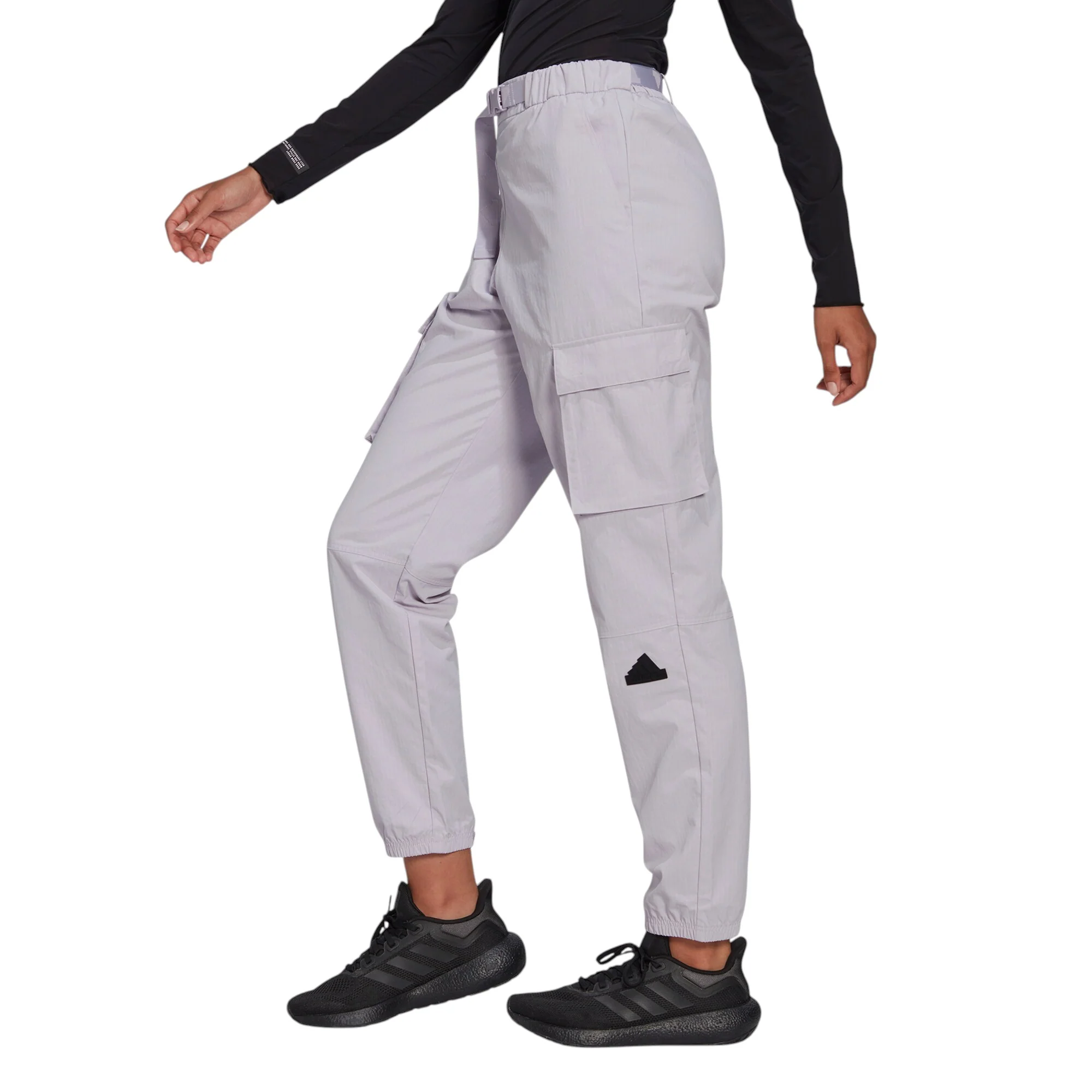 adidas Womens Training Future Lounge Rubber Logo Cargo Pants - Purple