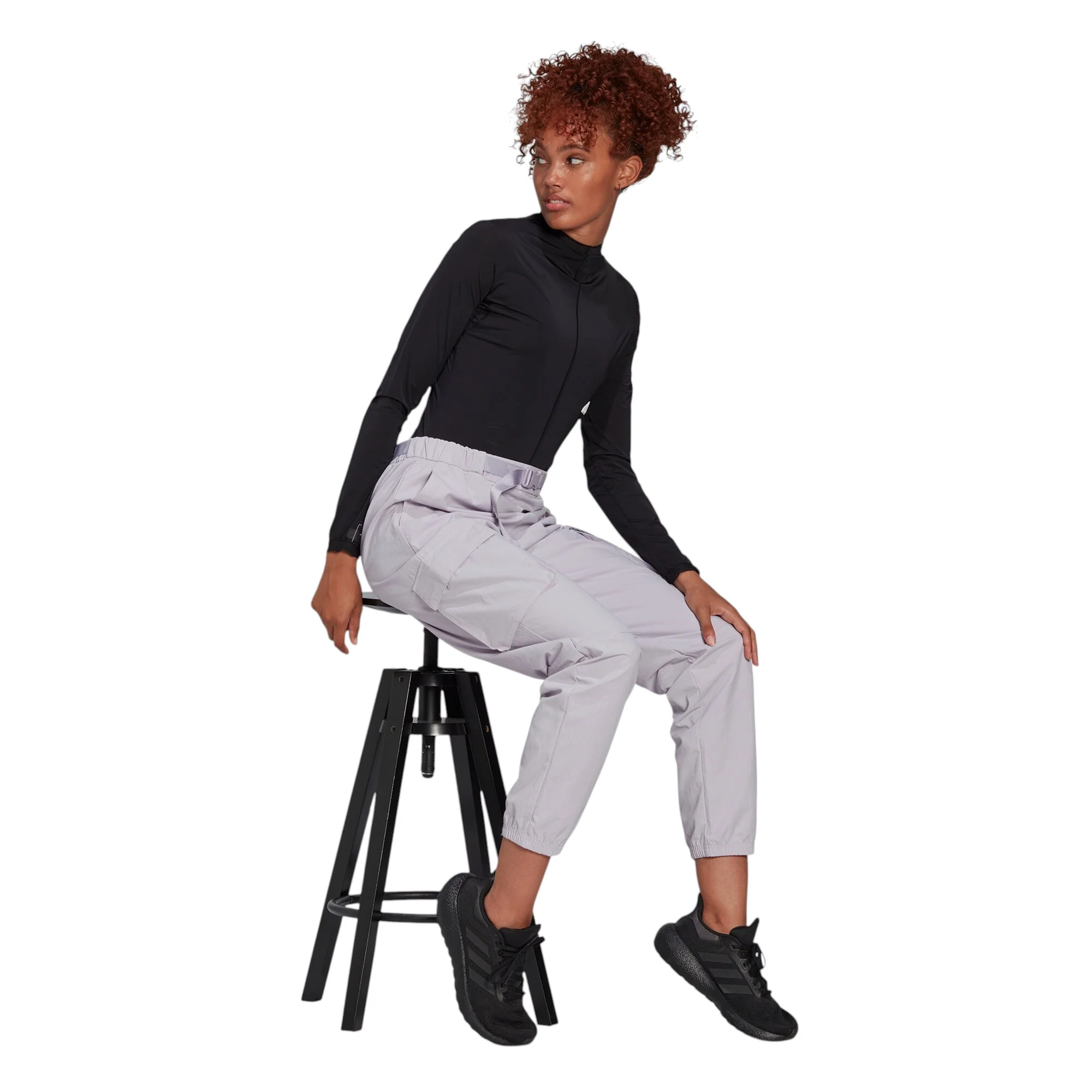 adidas Womens Training Future Lounge Rubber Logo Cargo Pants - Purple - Image 10