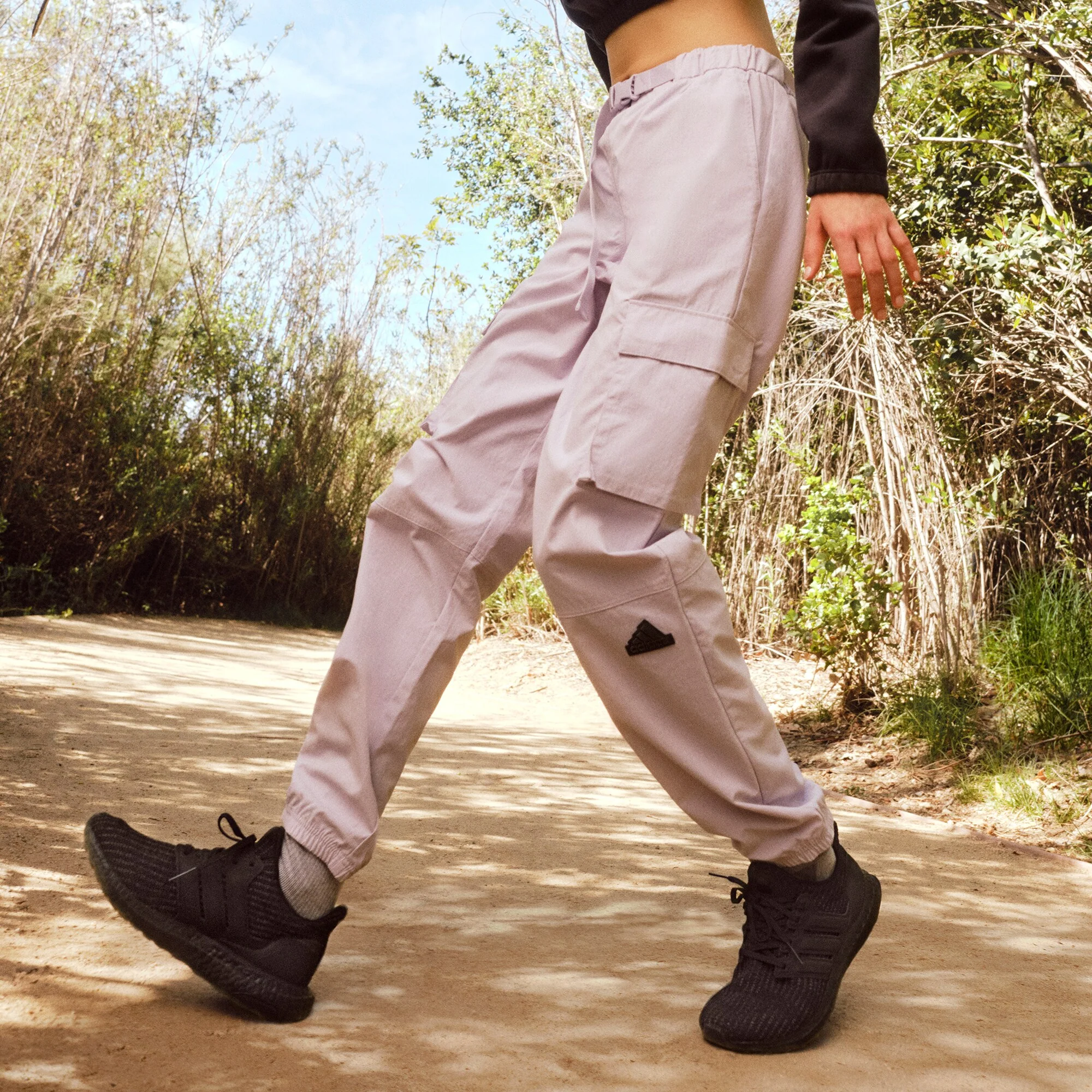 adidas Womens Training Future Lounge Rubber Logo Cargo Pants - Purple - Image 9