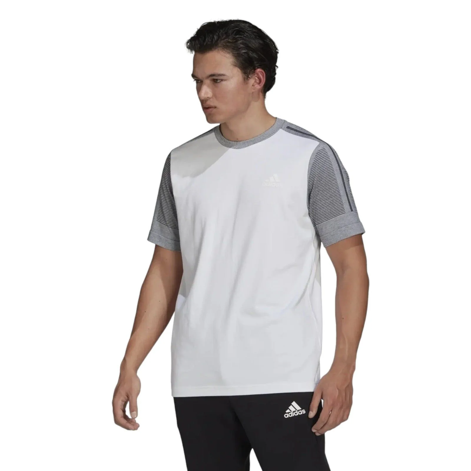 adidas Z.N.E. Sportswear Aeroknit T-Shirt - White/Grey - Image 2