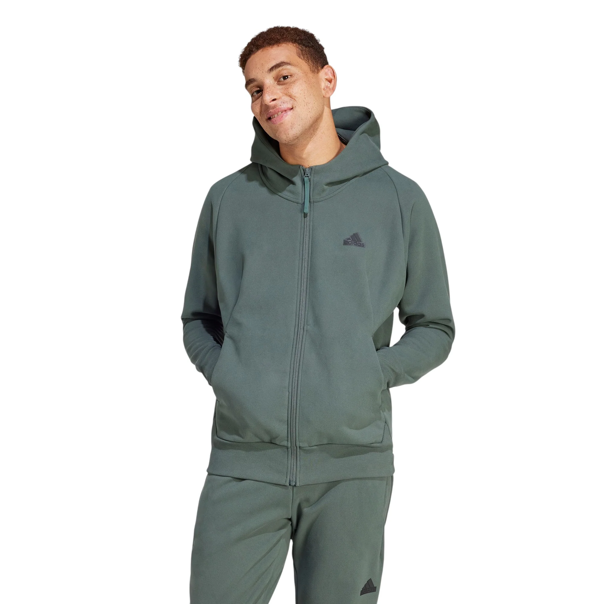 adidas ZNE Winterized Full-Zip Hooded Track Jacket - Green - Image 2