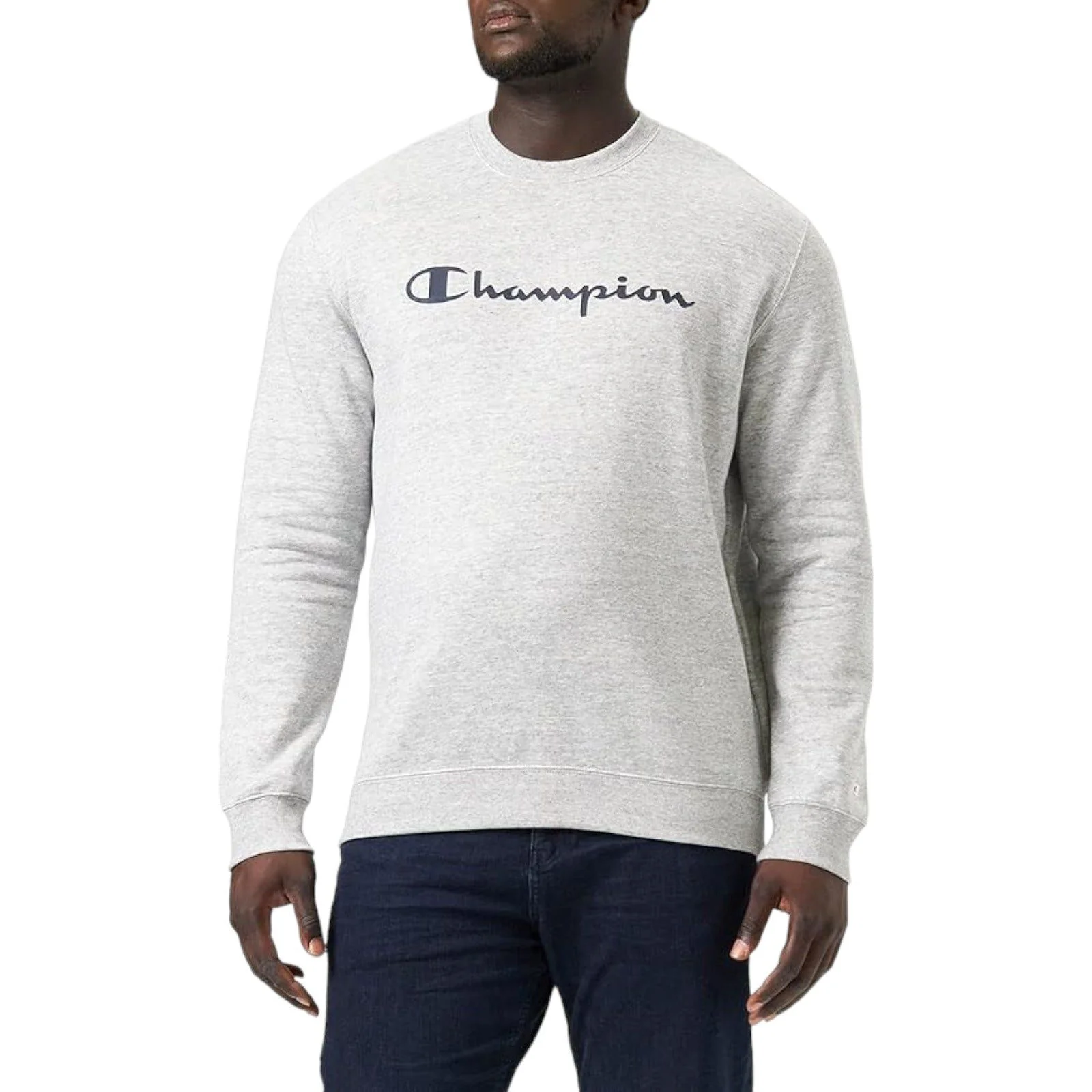 Champion Crew Neck Spellout Fleece Sweatshirt - Grey - Image 4