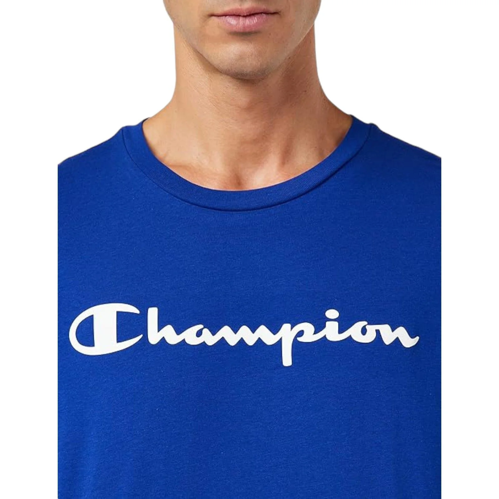 Champion Crew Neck Spellout Graphic T-Shirt - Blue - Image 3