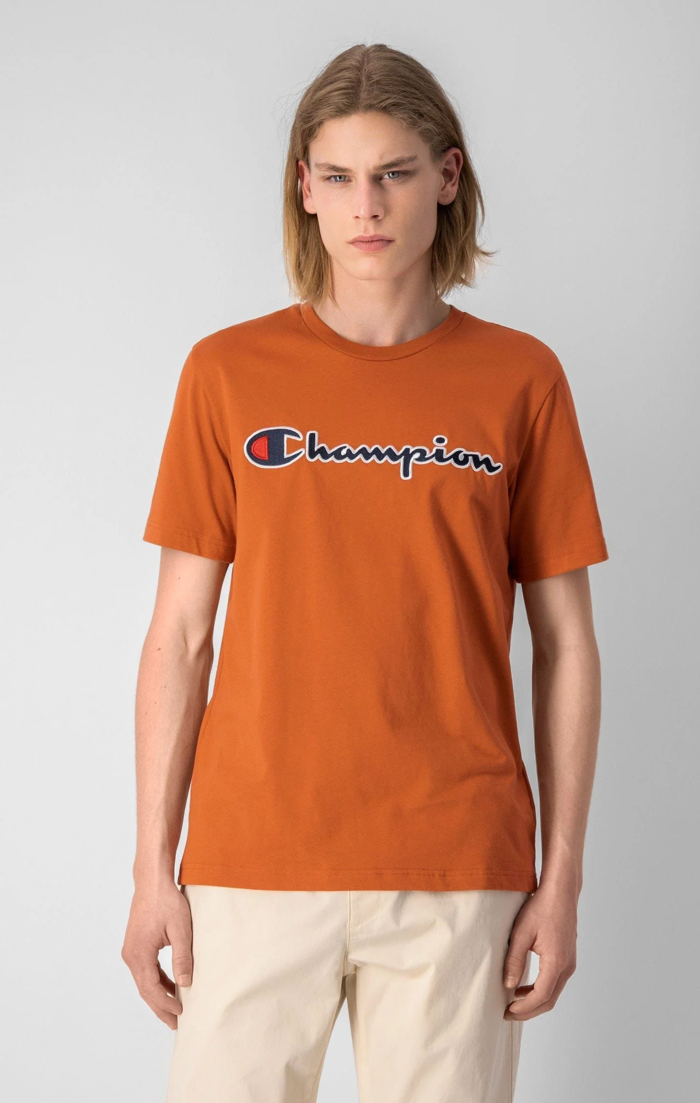 Champion Crewneck Spellout Logo T-Shirt - Orange - Image 2