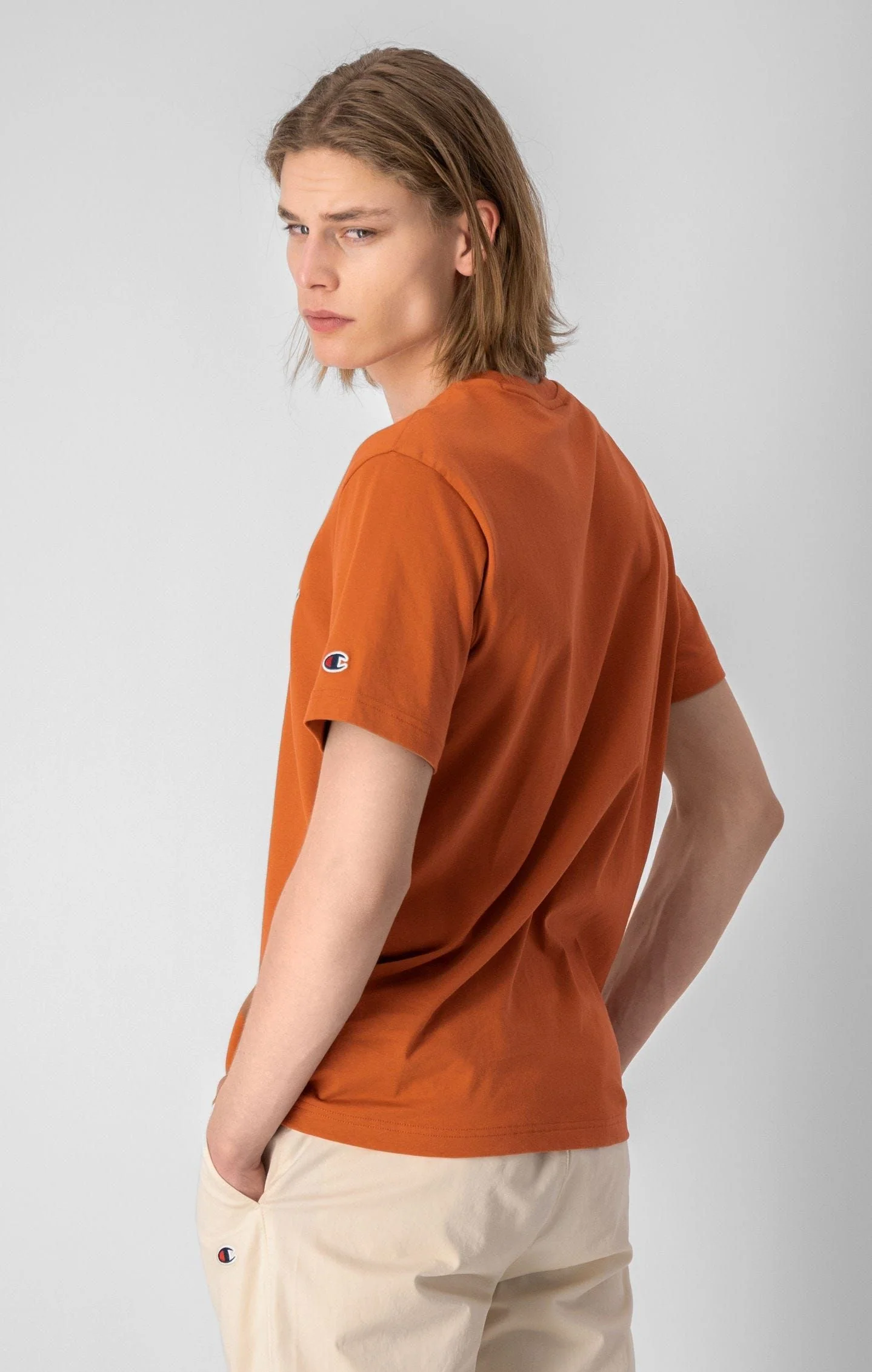 Champion Crewneck Spellout Logo T-Shirt - Orange - Image 3