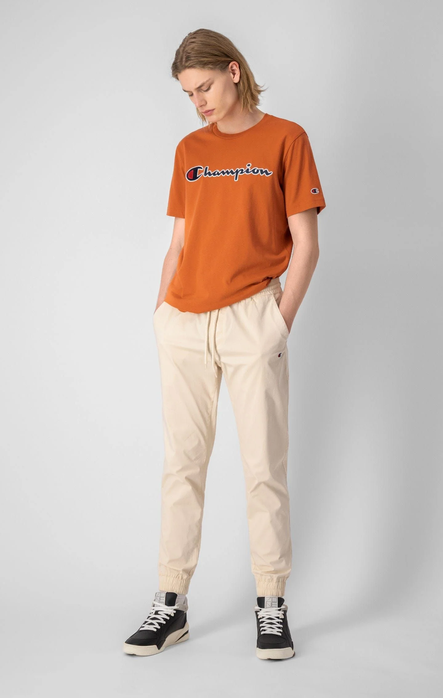 Champion Crewneck Spellout Logo T-Shirt - Orange - Image 4