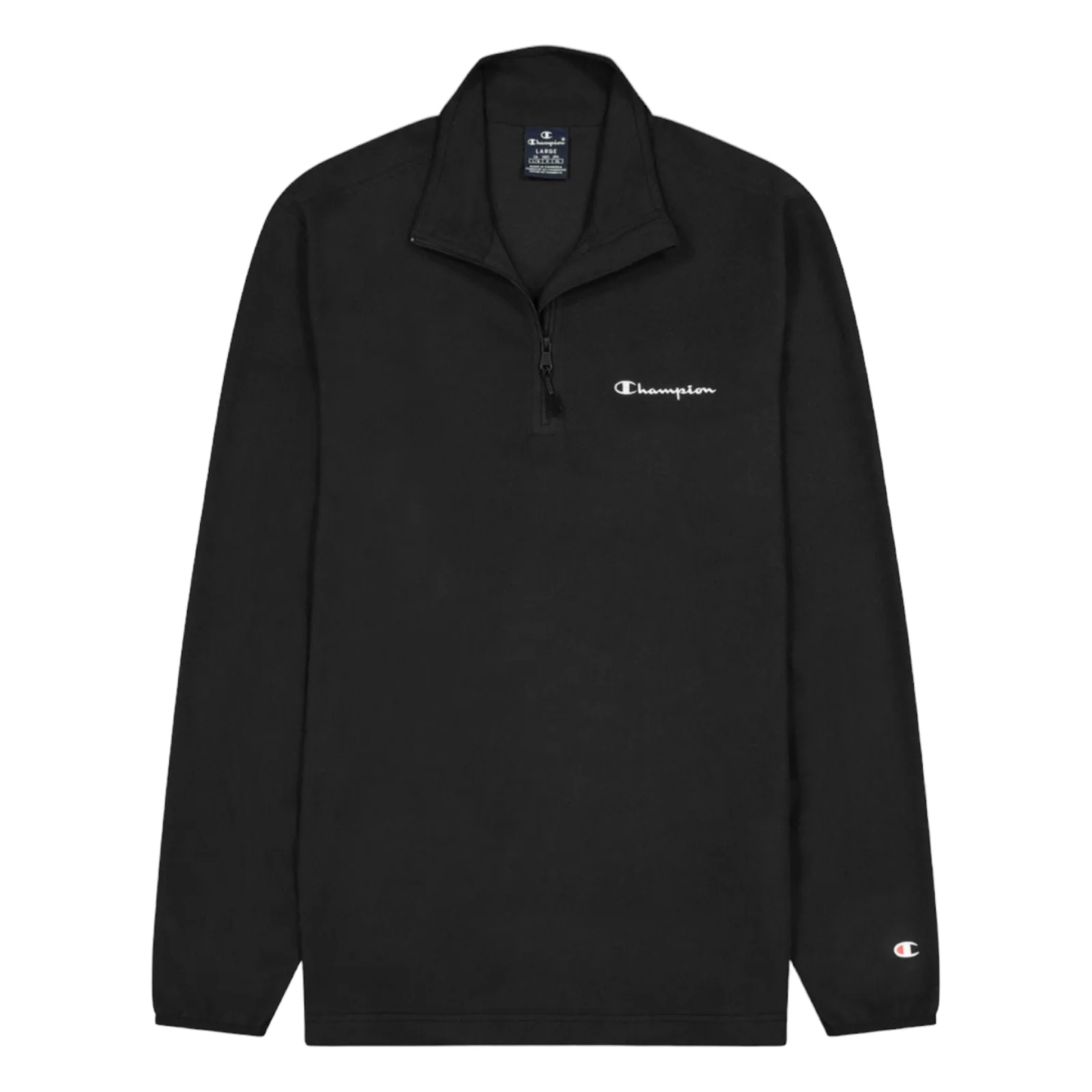 Champion Half Zip-Up Script Logo Fleece Sweatshirt - Black