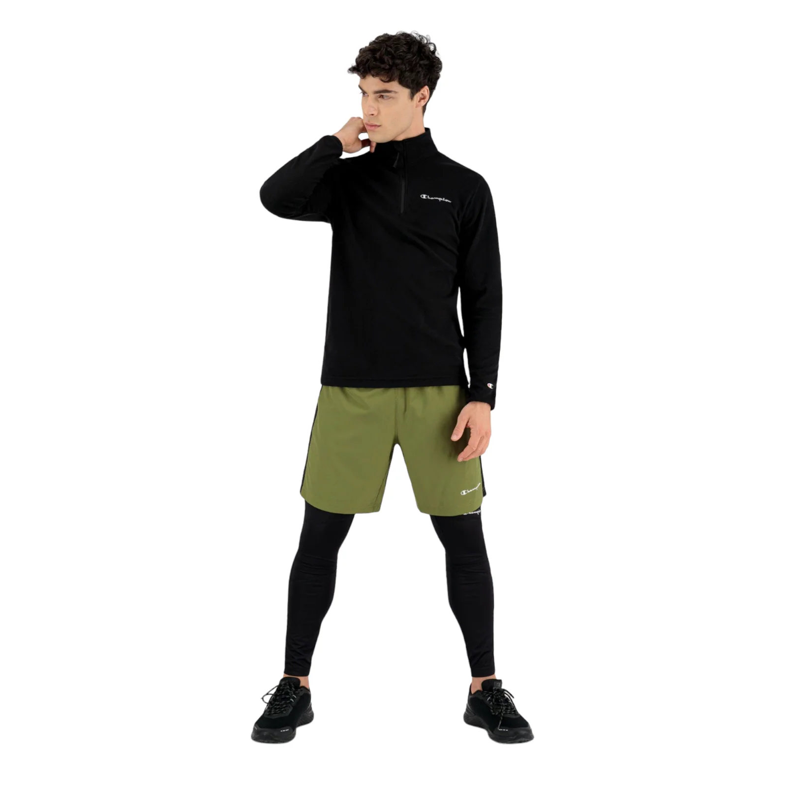 Champion Half Zip-Up Script Logo Fleece Sweatshirt - Black - Image 4